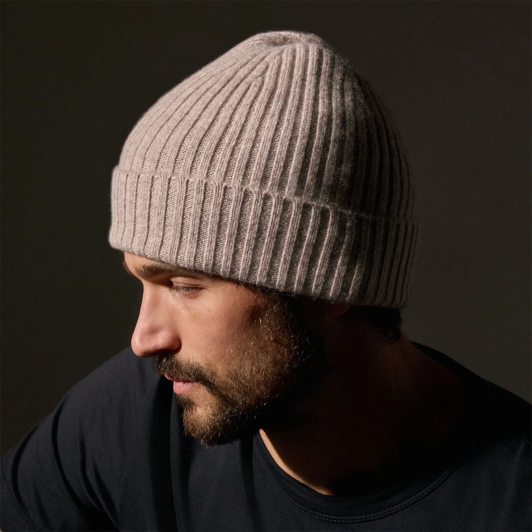 Recycled Cashmere Ribbed Beanie - Stone sold by James Perse product image thumbnail 5
