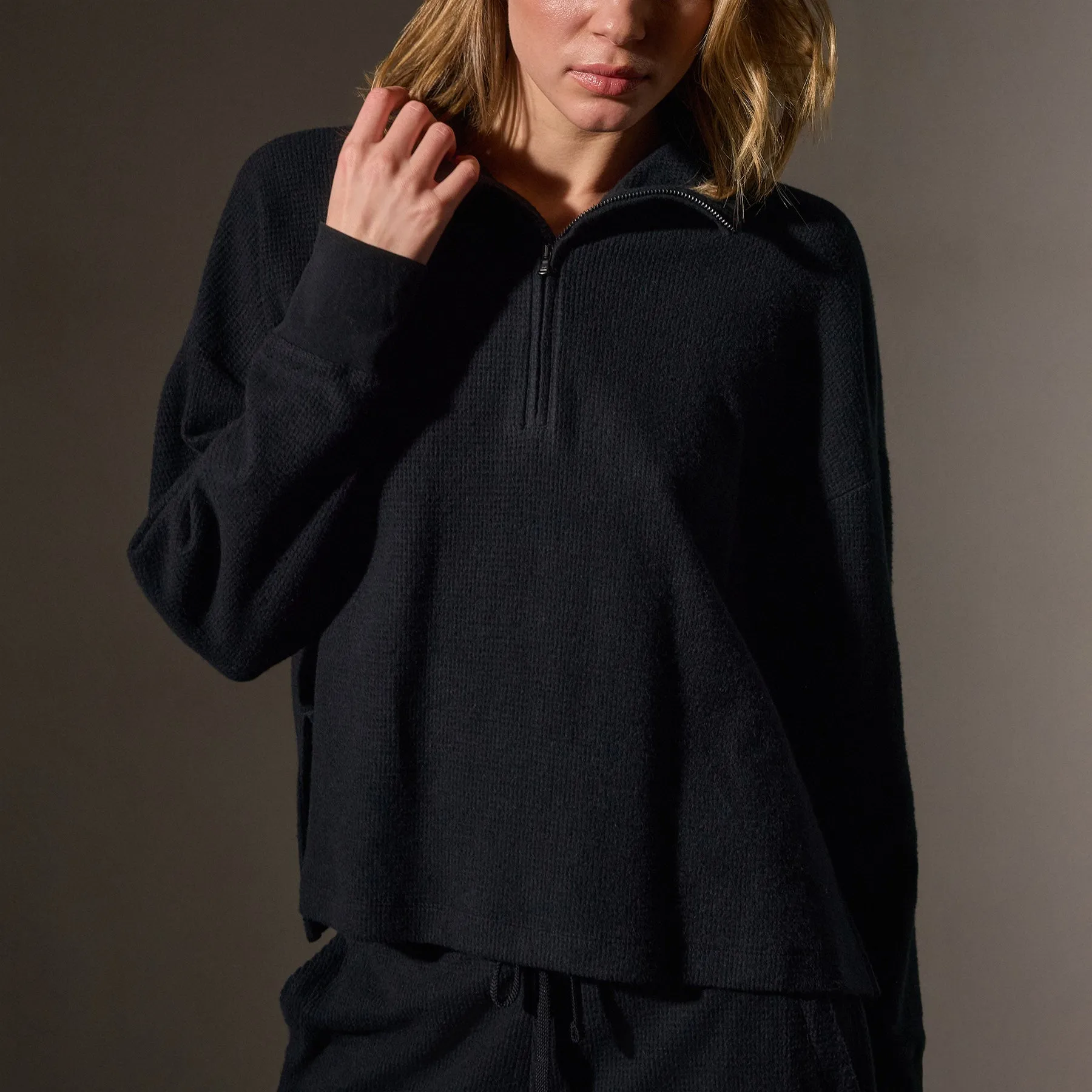 Brushed Thermal Half Zip - Black sold by James Perse product image thumbnail 2