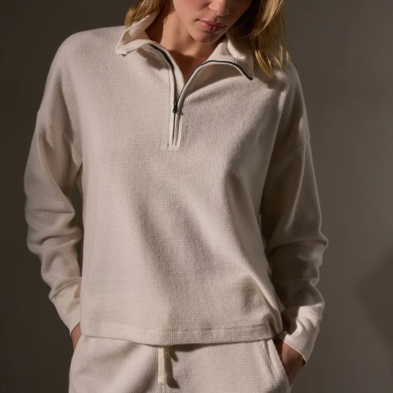 Brushed Thermal Half Zip - Oyster sold by James Perse