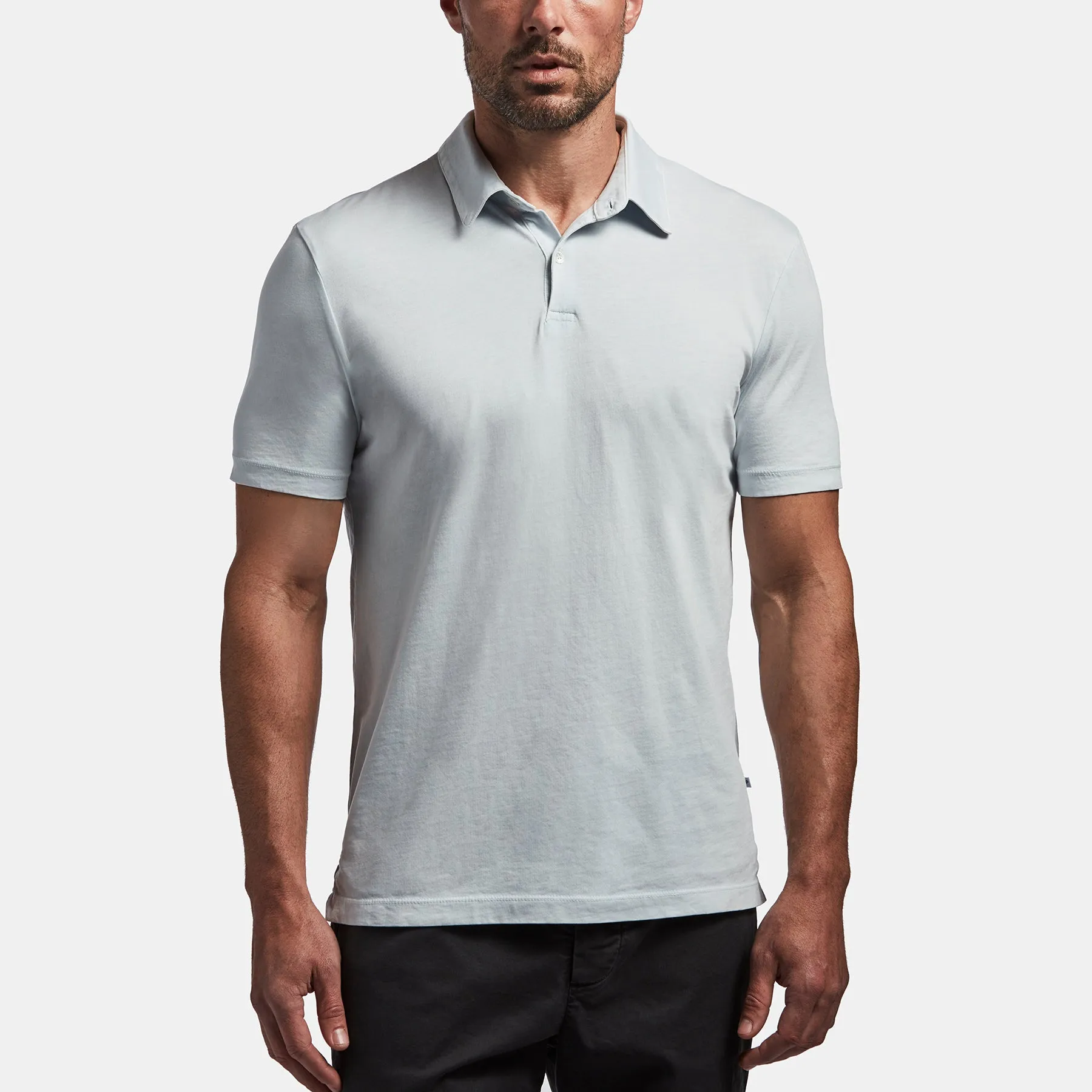 Sueded Jersey Polo - Ice Blue Pigment sold by James Perse