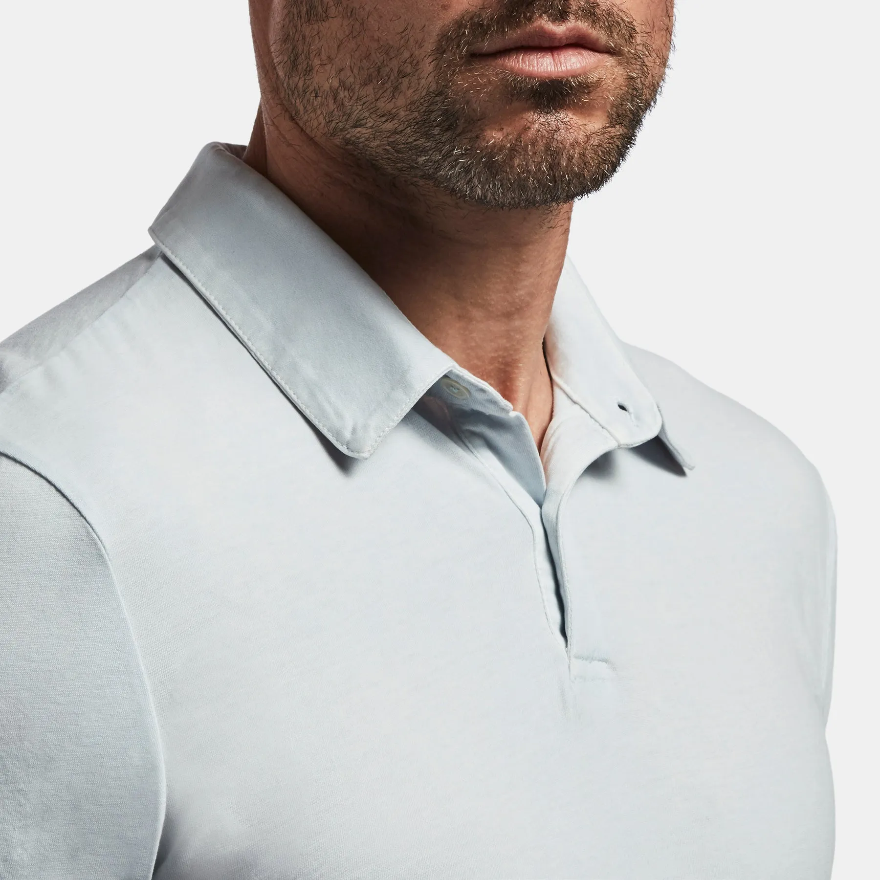 Sueded Jersey Polo - Ice Blue Pigment sold by James Perse product image thumbnail 4