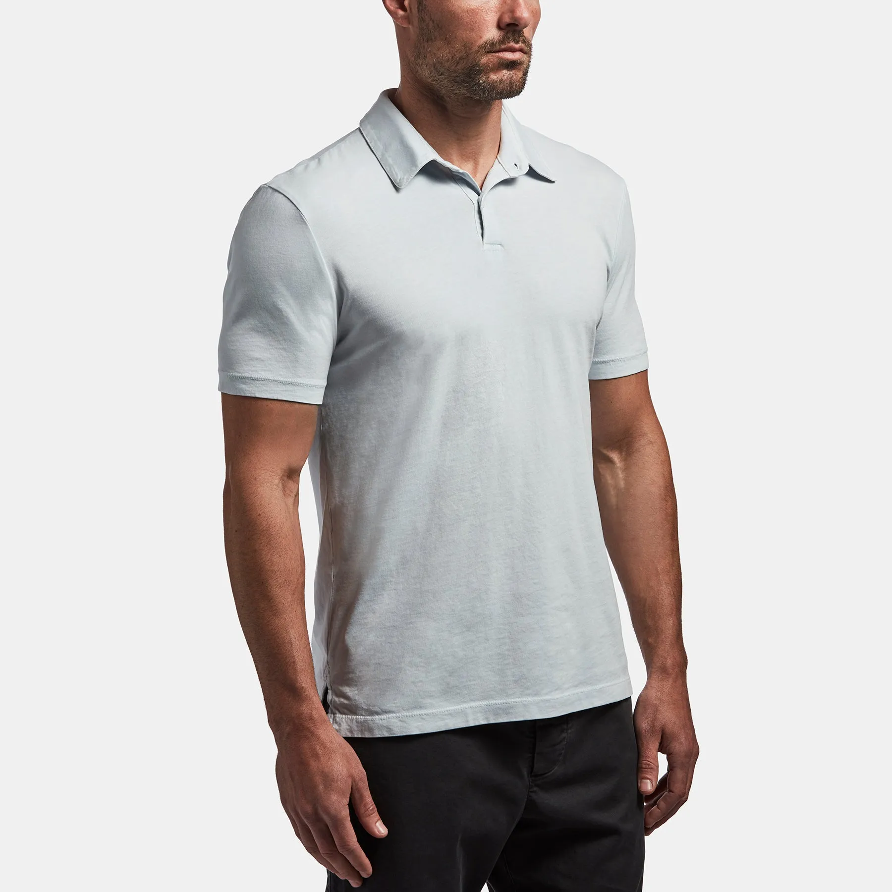 Sueded Jersey Polo - Ice Blue Pigment sold by James Perse product image thumbnail 2