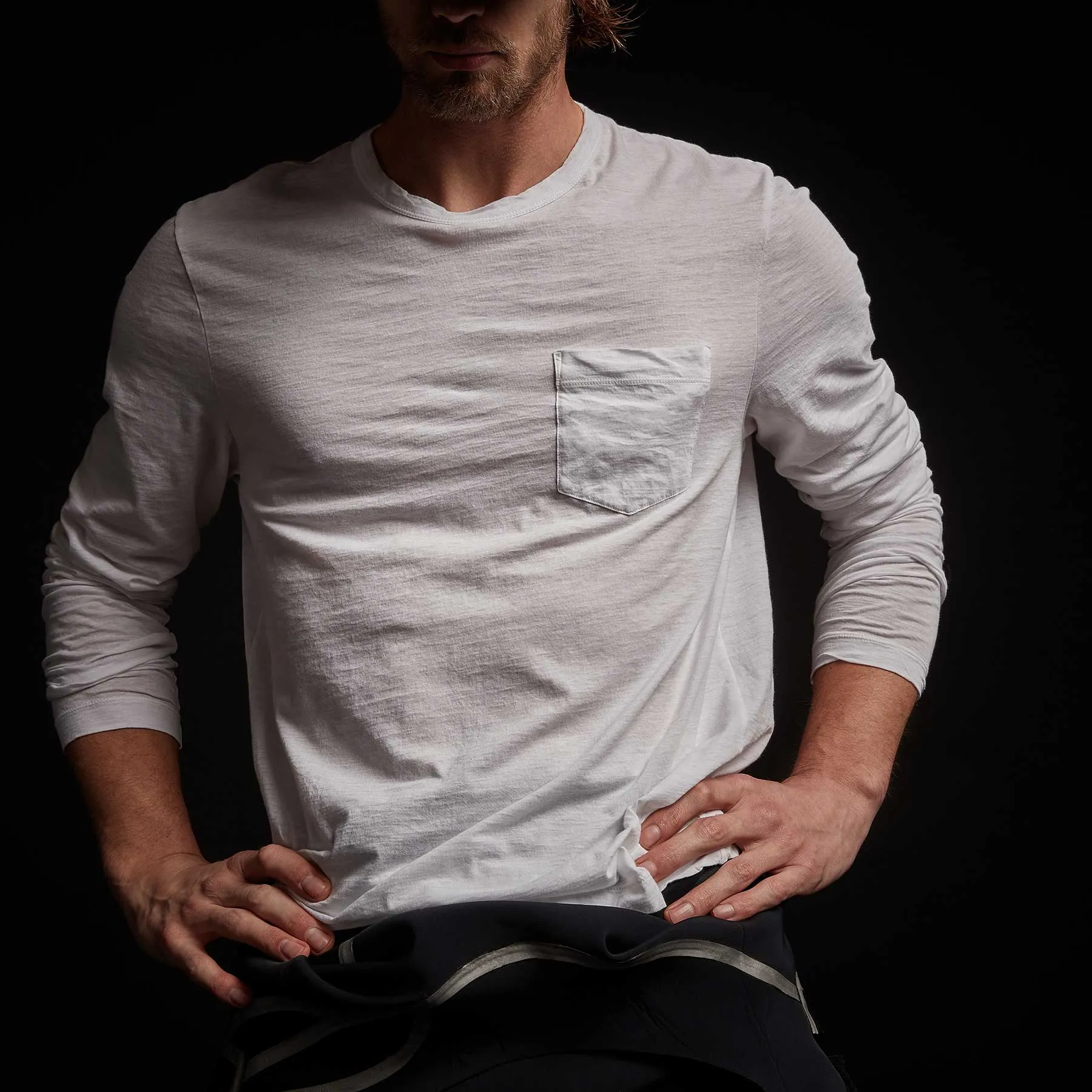 Recycled Lotus Jersey Pocket Crew - White sold by James Perse
