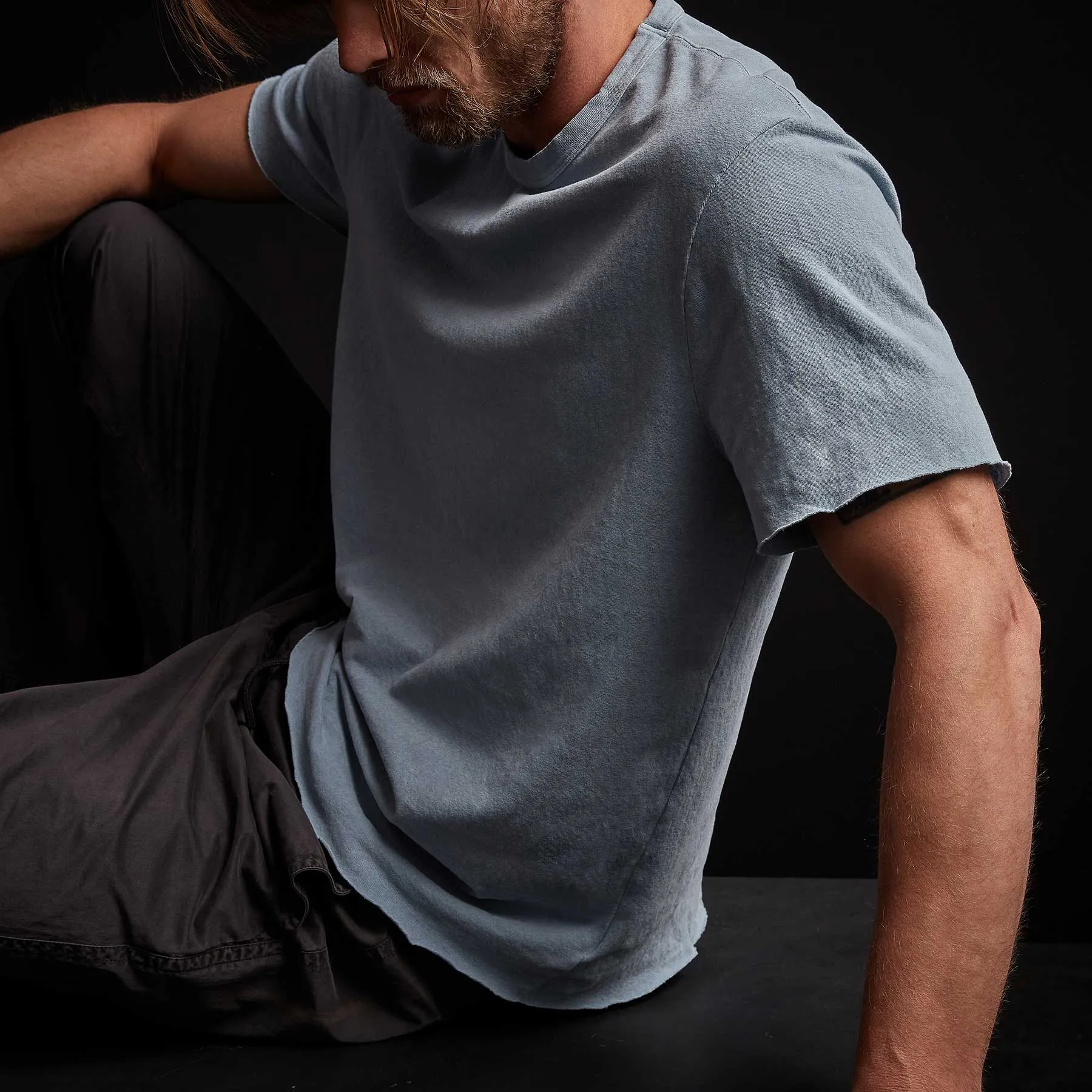 Recycled Brushed Jersey Crew Neck - Bluestone Pigment sold by James Perse