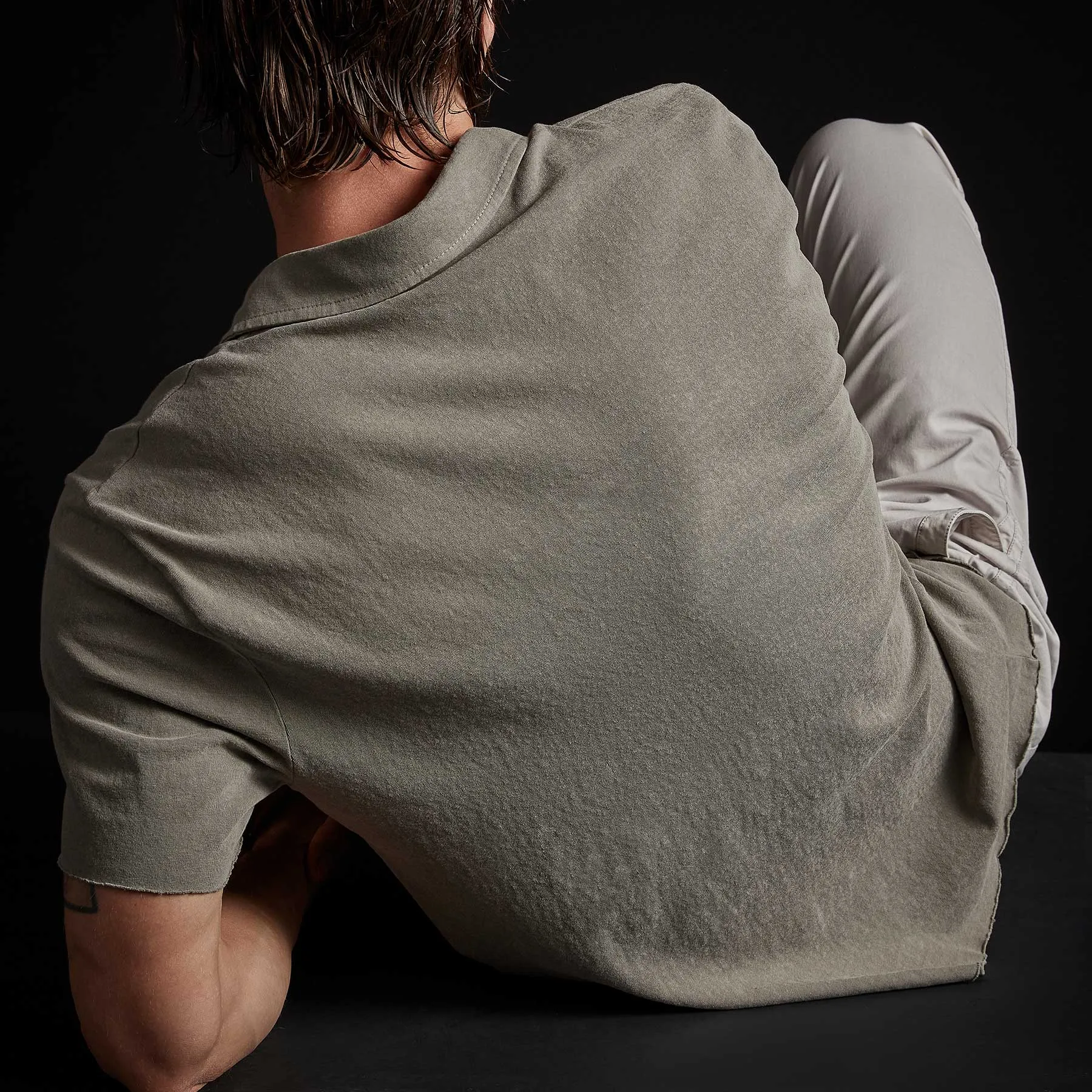 Recycled Brushed Jersey Polo - Greystone Pigment sold by James Perse product image thumbnail 4