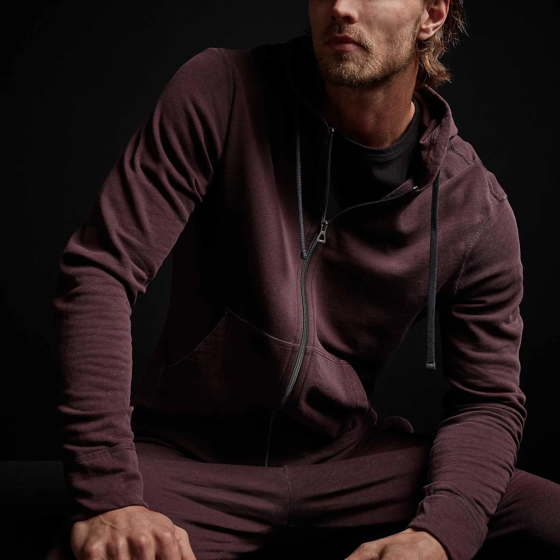 Vintage French Terry Zip Up Hoodie - Napa Pigment sold by James Perse