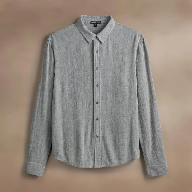 Solid Viscose Wool Shirting - Heather Grey sold by James Perse