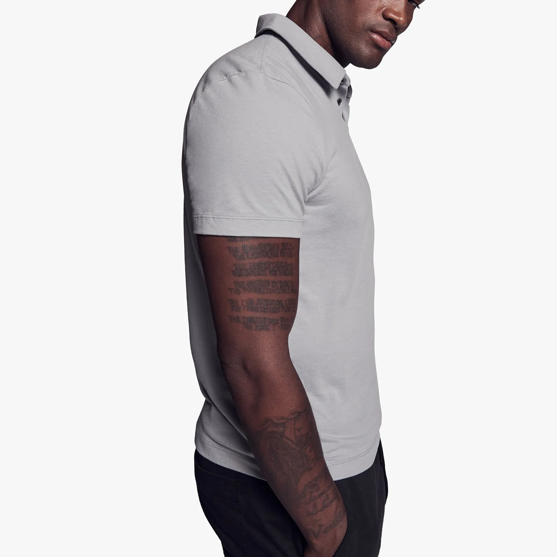 Brushed Stretch Jersey Polo - Silver Grey sold by James Perse product image thumbnail 3
