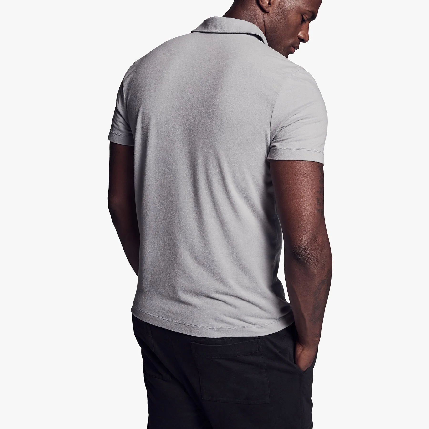 Brushed Stretch Jersey Polo - Silver Grey sold by James Perse product image thumbnail 4