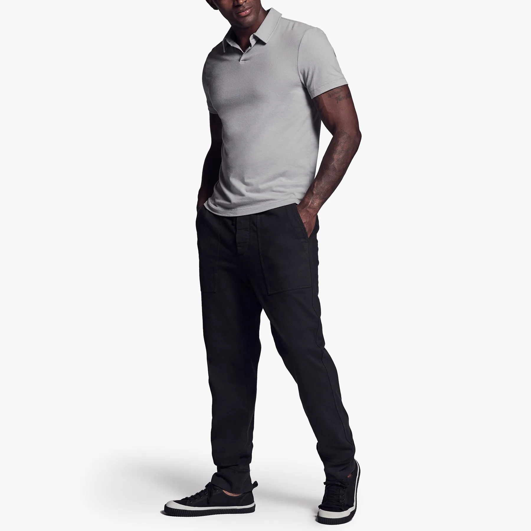 Brushed Stretch Jersey Polo - Silver Grey sold by James Perse product image thumbnail 5