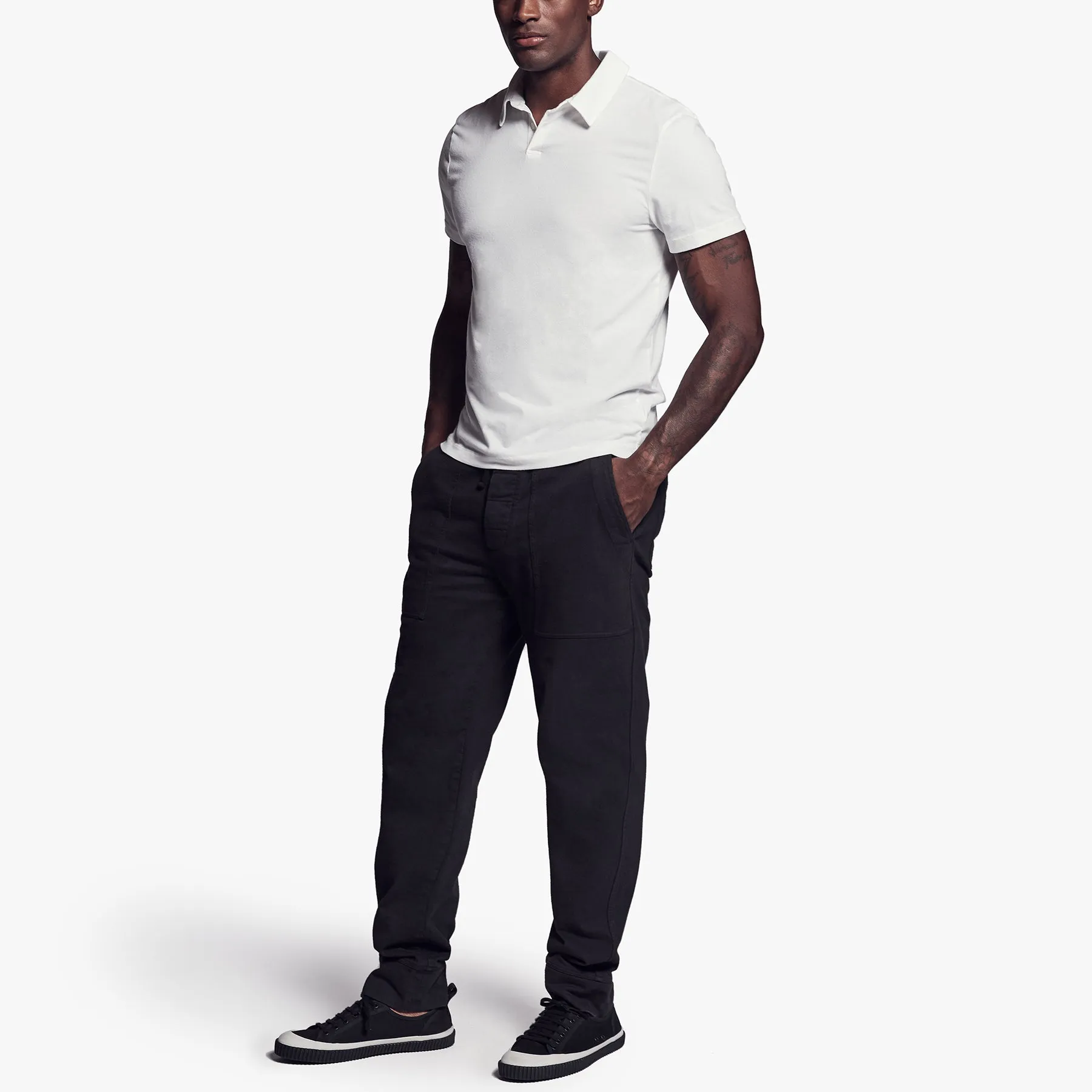 Brushed Stretch Jersey Polo - White sold by James Perse product image thumbnail 5