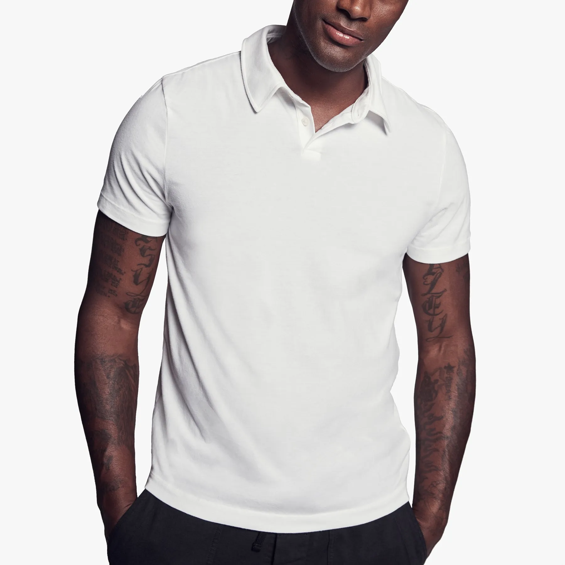 Brushed Stretch Jersey Polo - White sold by James Perse product image thumbnail 2