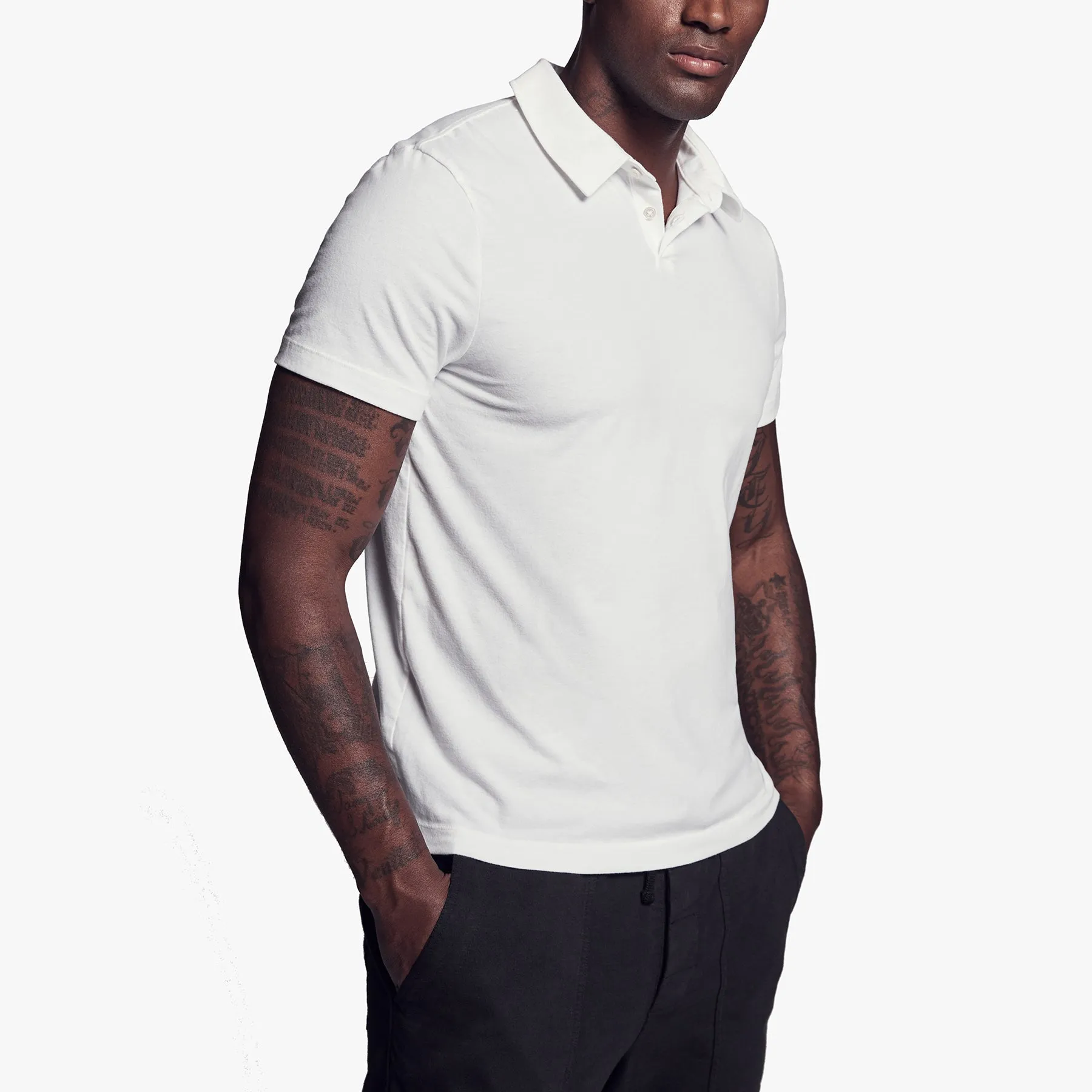 Brushed Stretch Jersey Polo - White sold by James Perse product image thumbnail 3