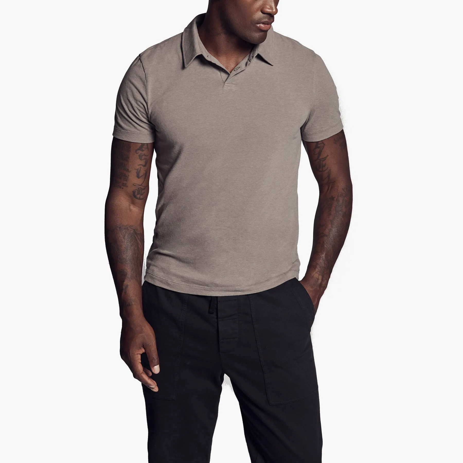 Brushed Stretch Jersey Polo - Warm Stone sold by James Perse