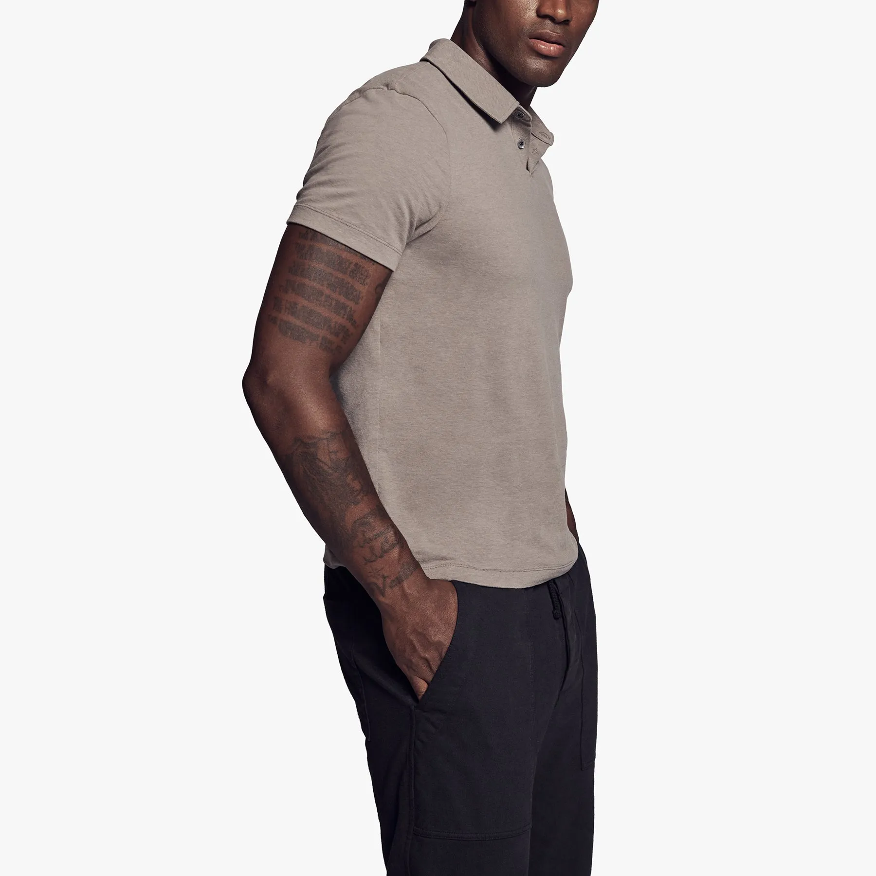 Brushed Stretch Jersey Polo - Warm Stone sold by James Perse product image thumbnail 4