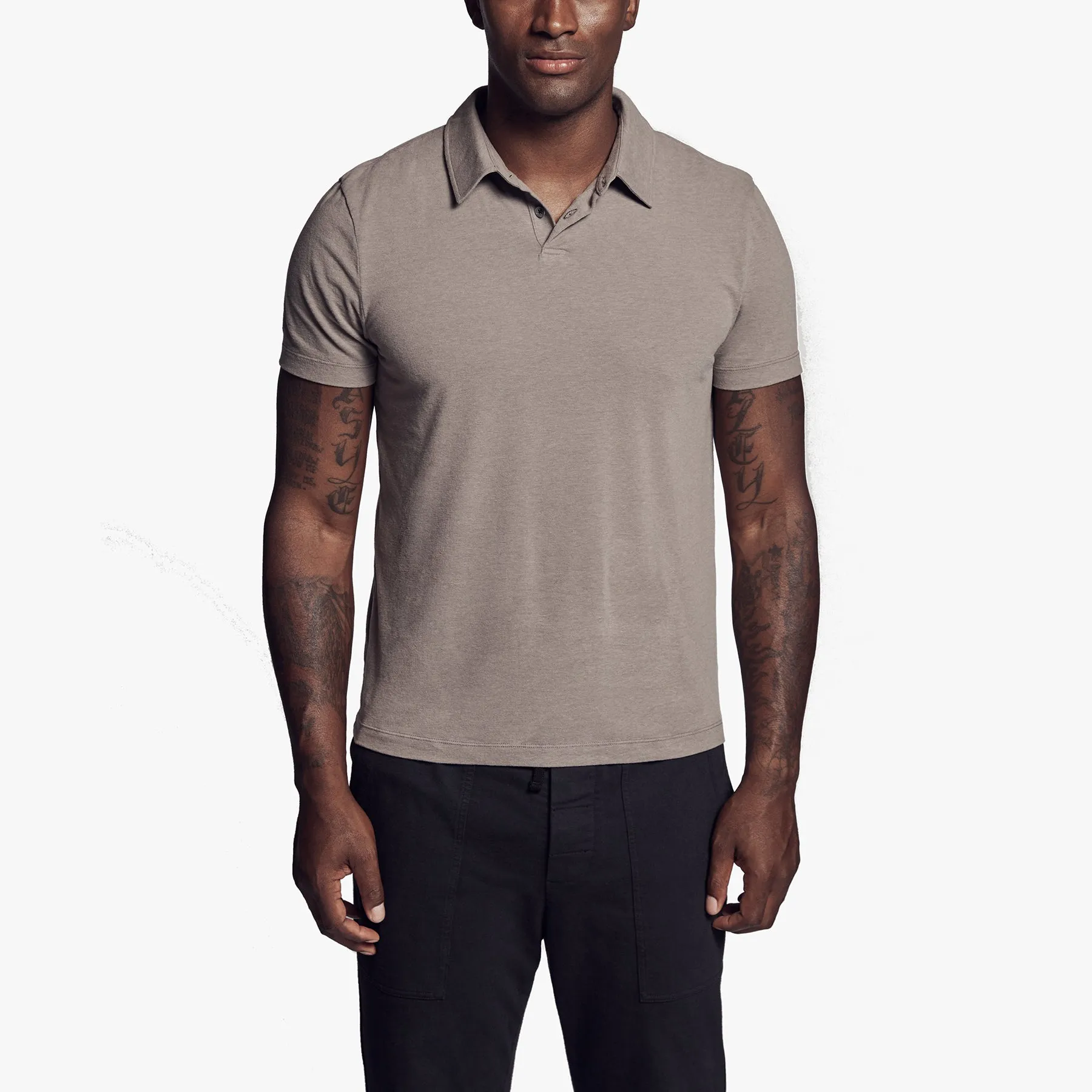 Brushed Stretch Jersey Polo - Warm Stone sold by James Perse product image thumbnail 2