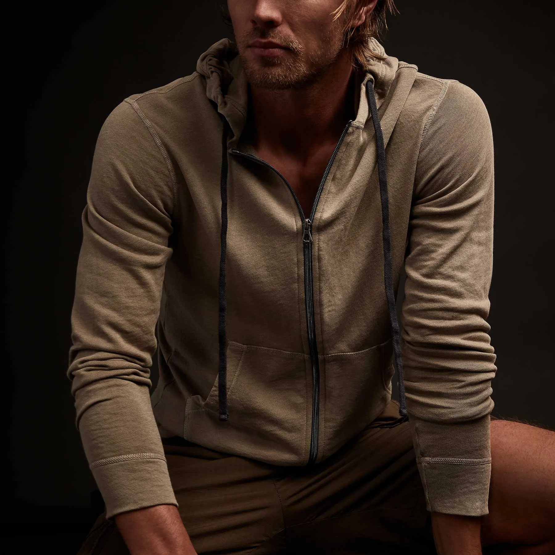 Vintage French Terry Zip Up Hoodie - Fawn Pigment sold by James Perse product image thumbnail 3