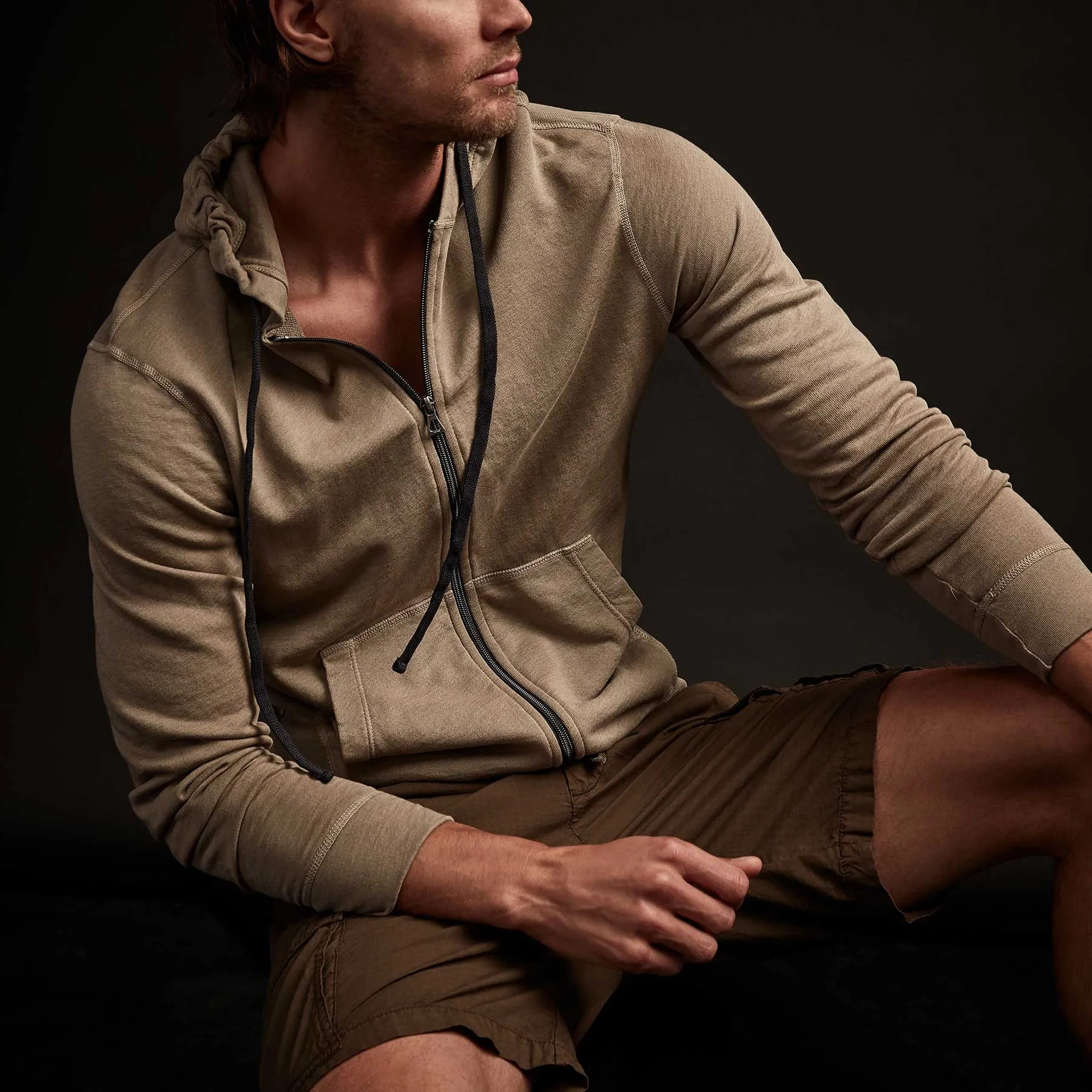 Vintage French Terry Zip Up Hoodie - Fawn Pigment sold by James Perse product image thumbnail 2