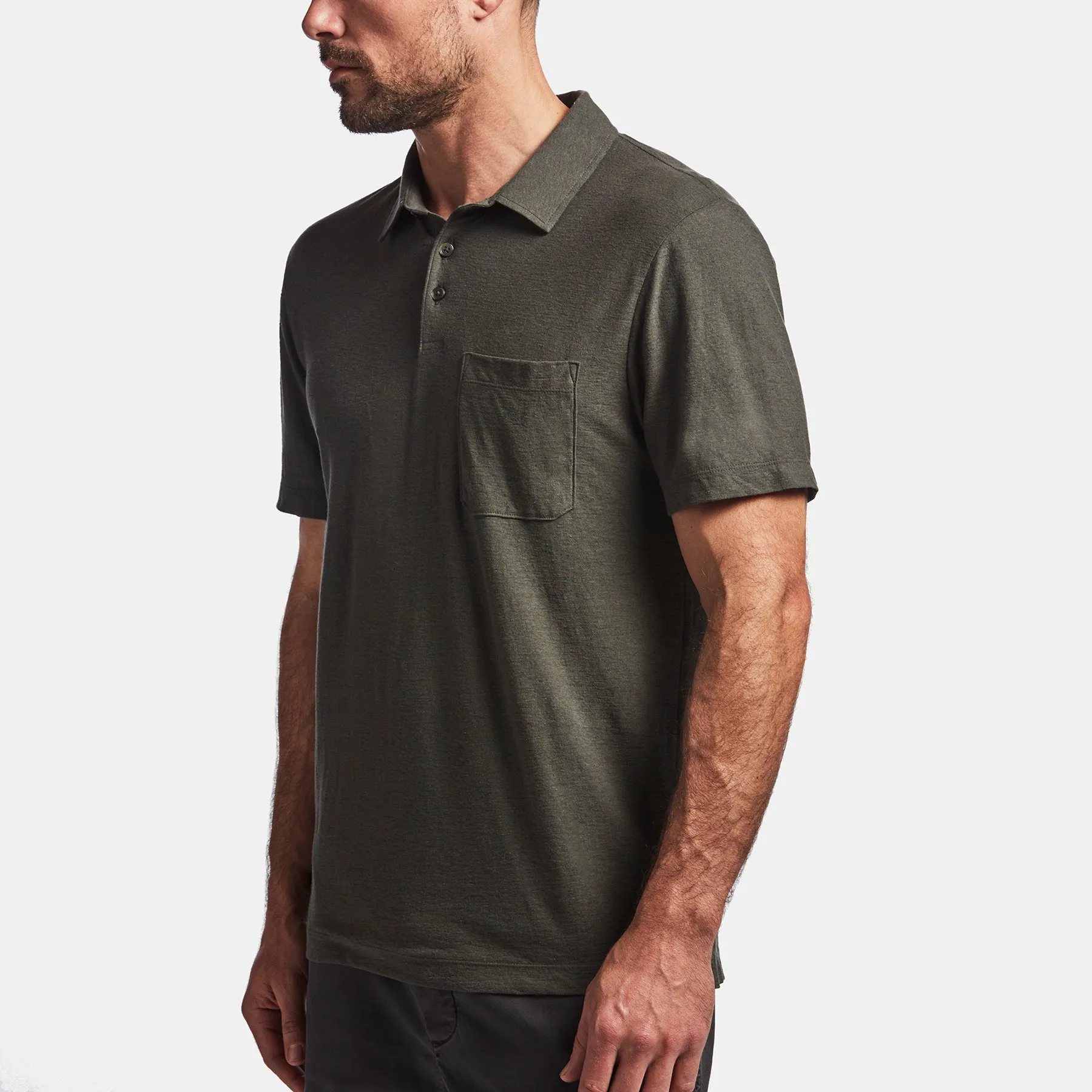 Cotton Linen Jersey Pocket Polo - Marsh sold by James Perse product image thumbnail 3