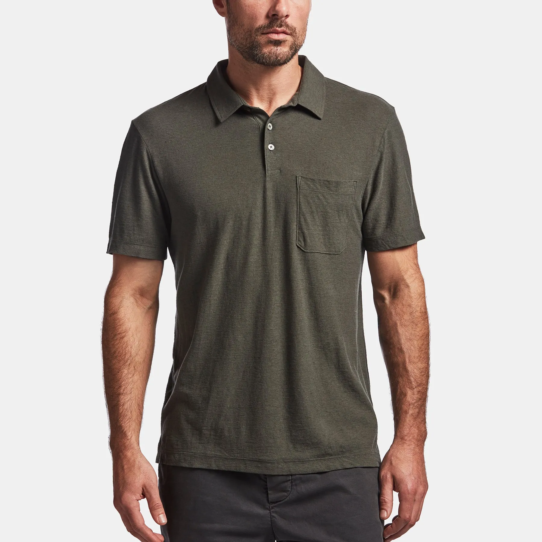 Cotton Linen Jersey Pocket Polo - Marsh sold by James Perse