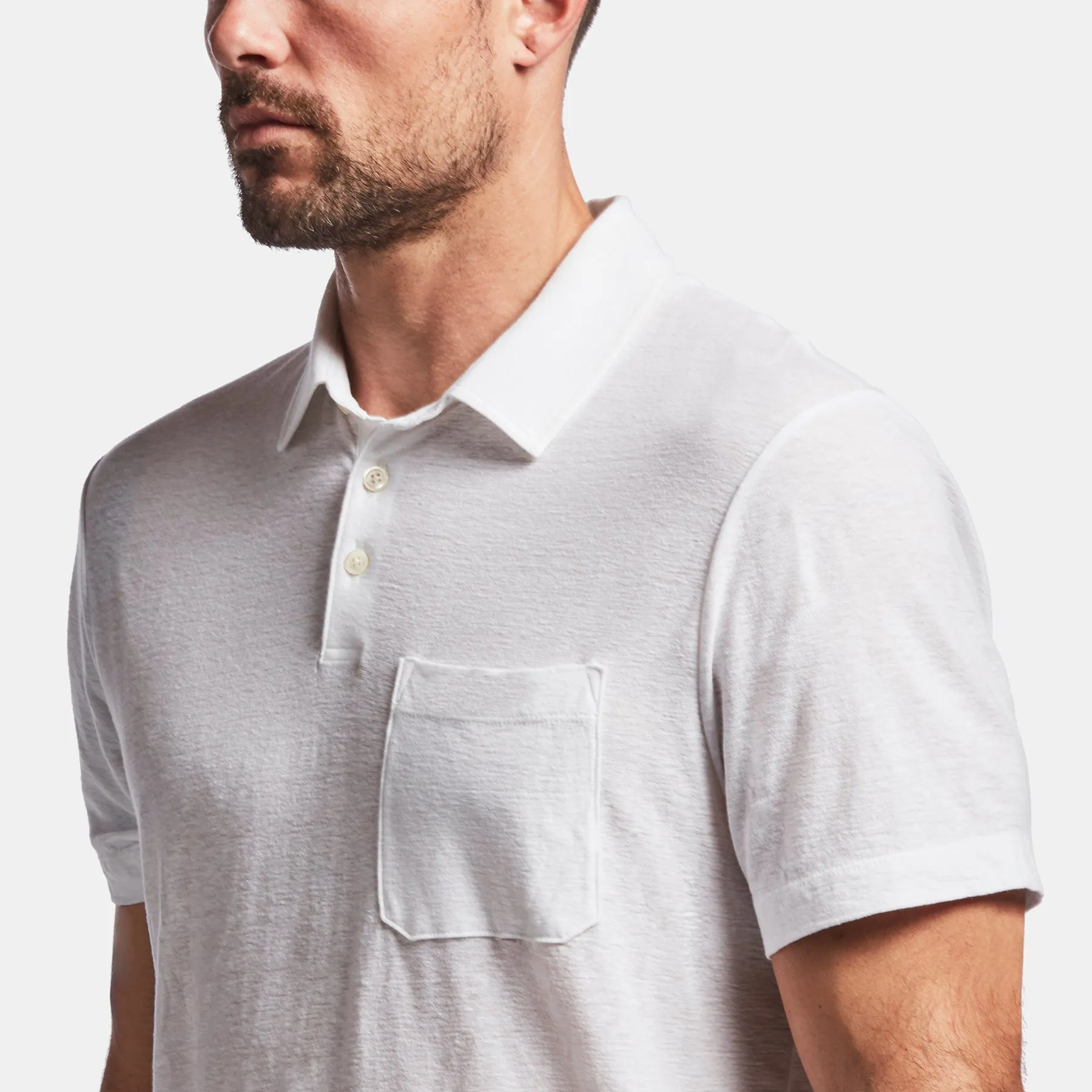 Cotton Linen Jersey Pocket Polo - White sold by James Perse product image thumbnail 5