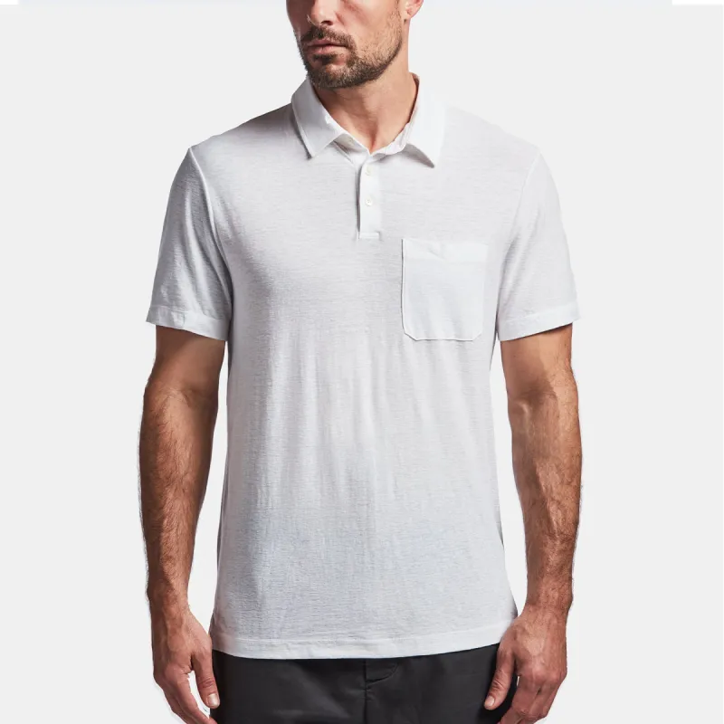 Cotton Linen Jersey Pocket Polo - White sold by James Perse