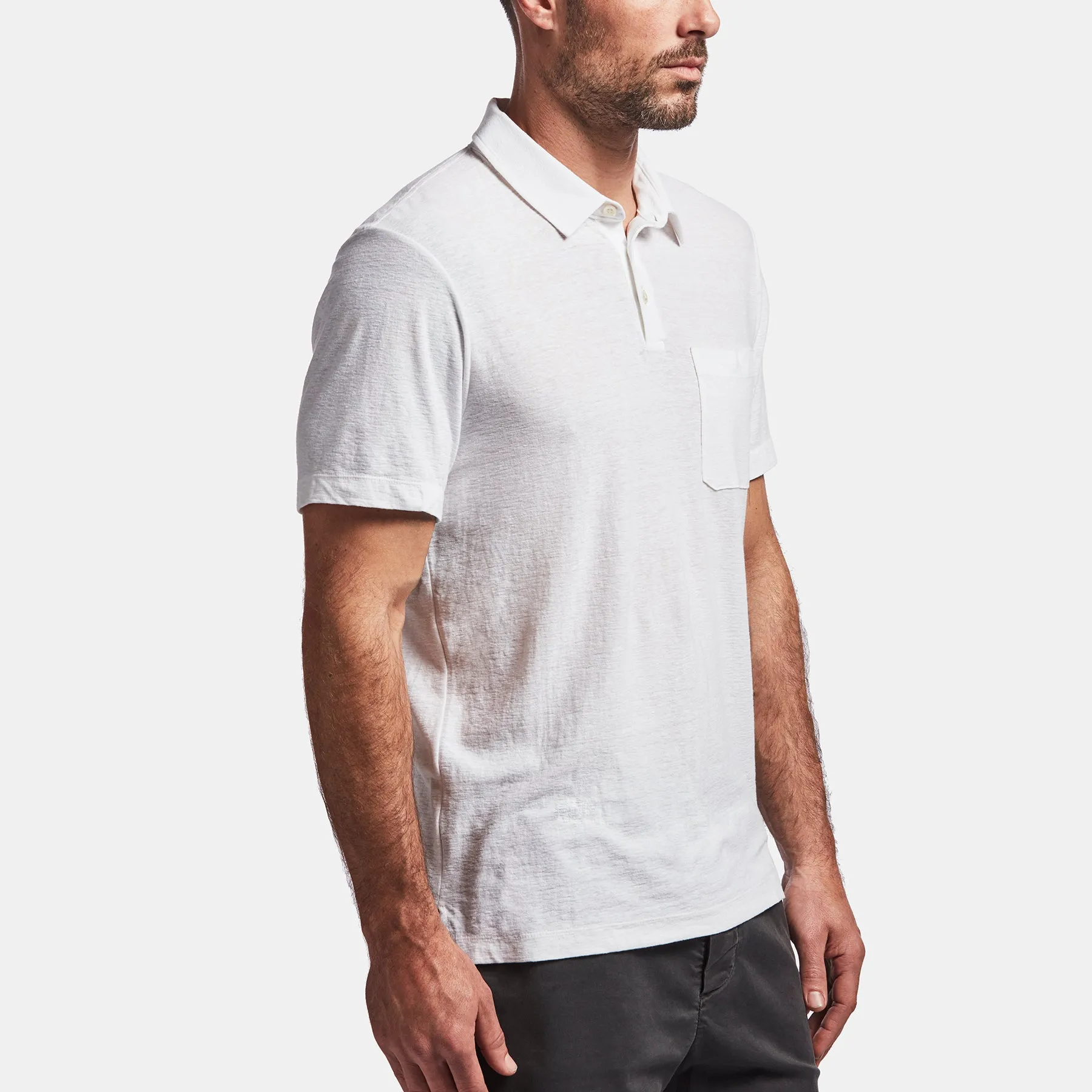 Cotton Linen Jersey Pocket Polo - White sold by James Perse product image thumbnail 2