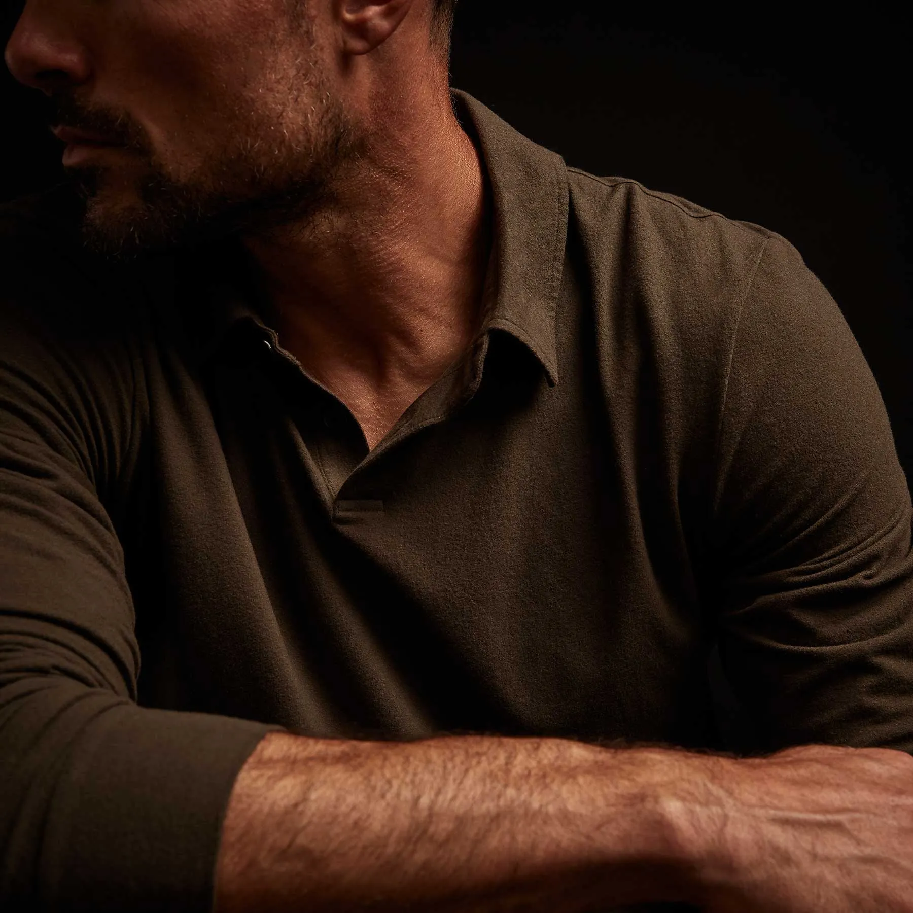 Brushed Stretch Jersey Long Sleeve Polo - Marsh sold by James Perse