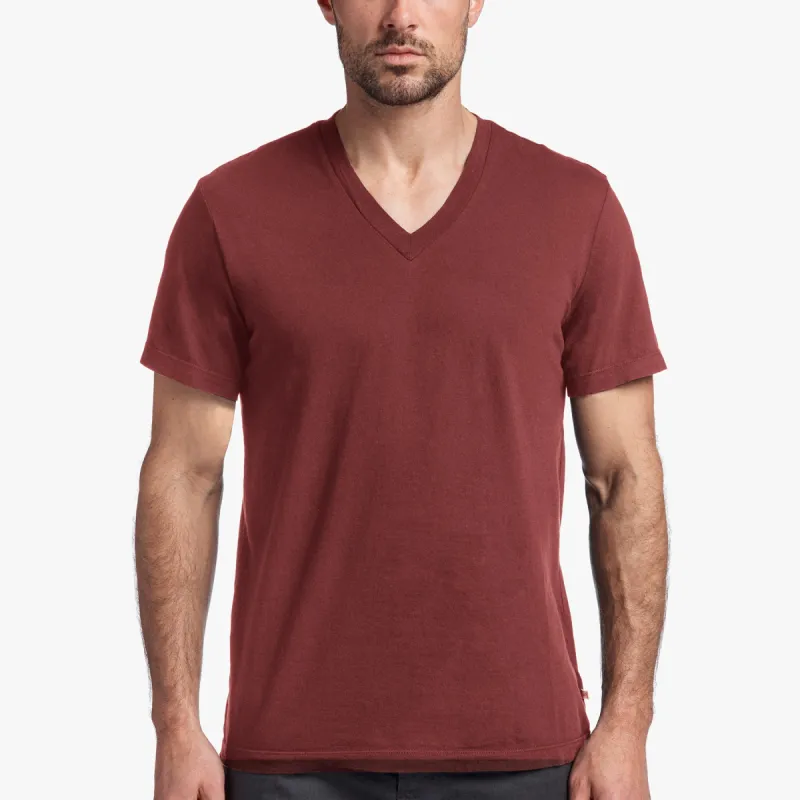Short Sleeve V Neck - Claret Pigment sold by James Perse