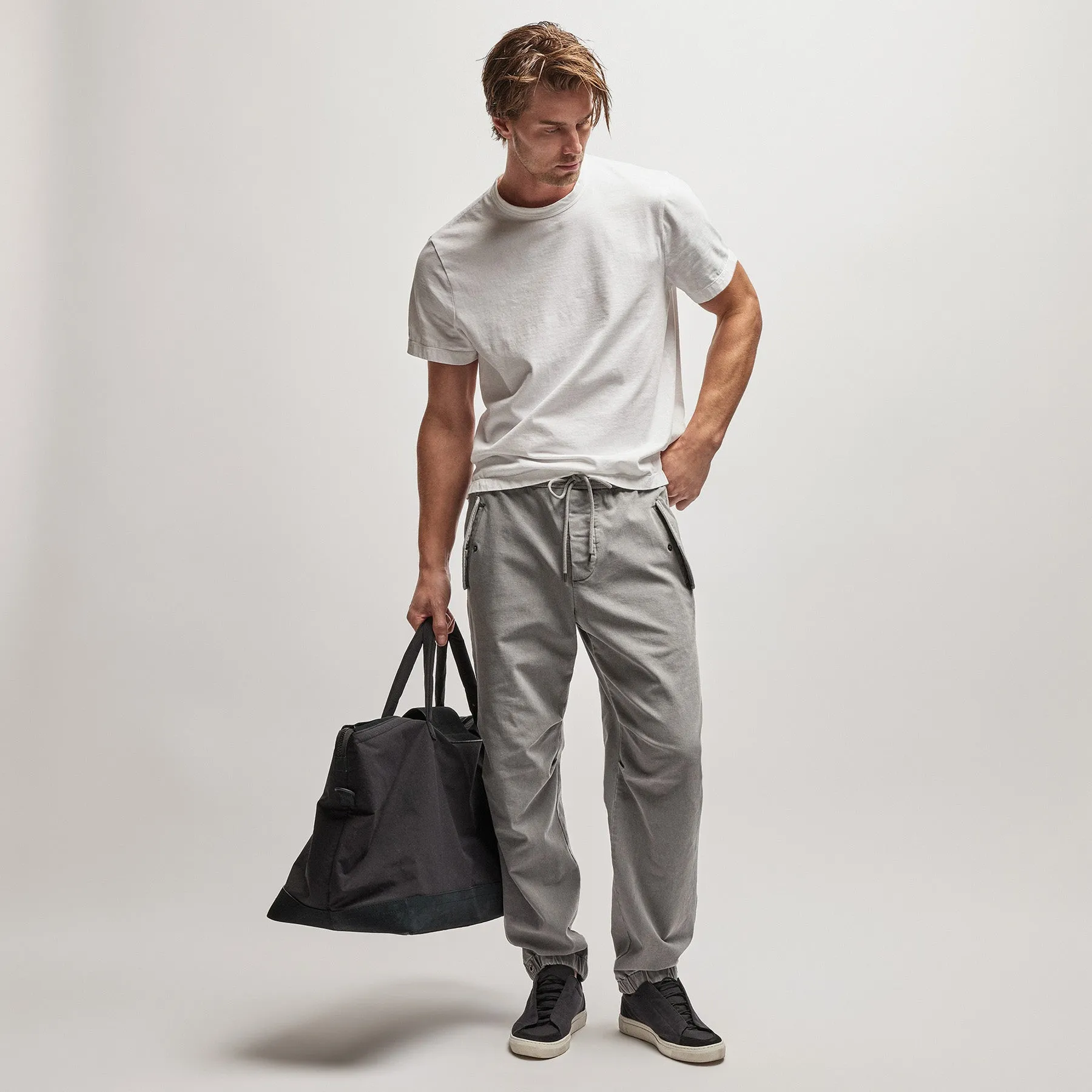 Cotton Terry Flight Pant - Silver Grey Pigment sold by James Perse