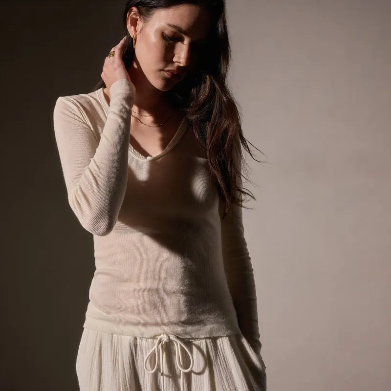 Deep V Tee - Ivory sold by James Perse