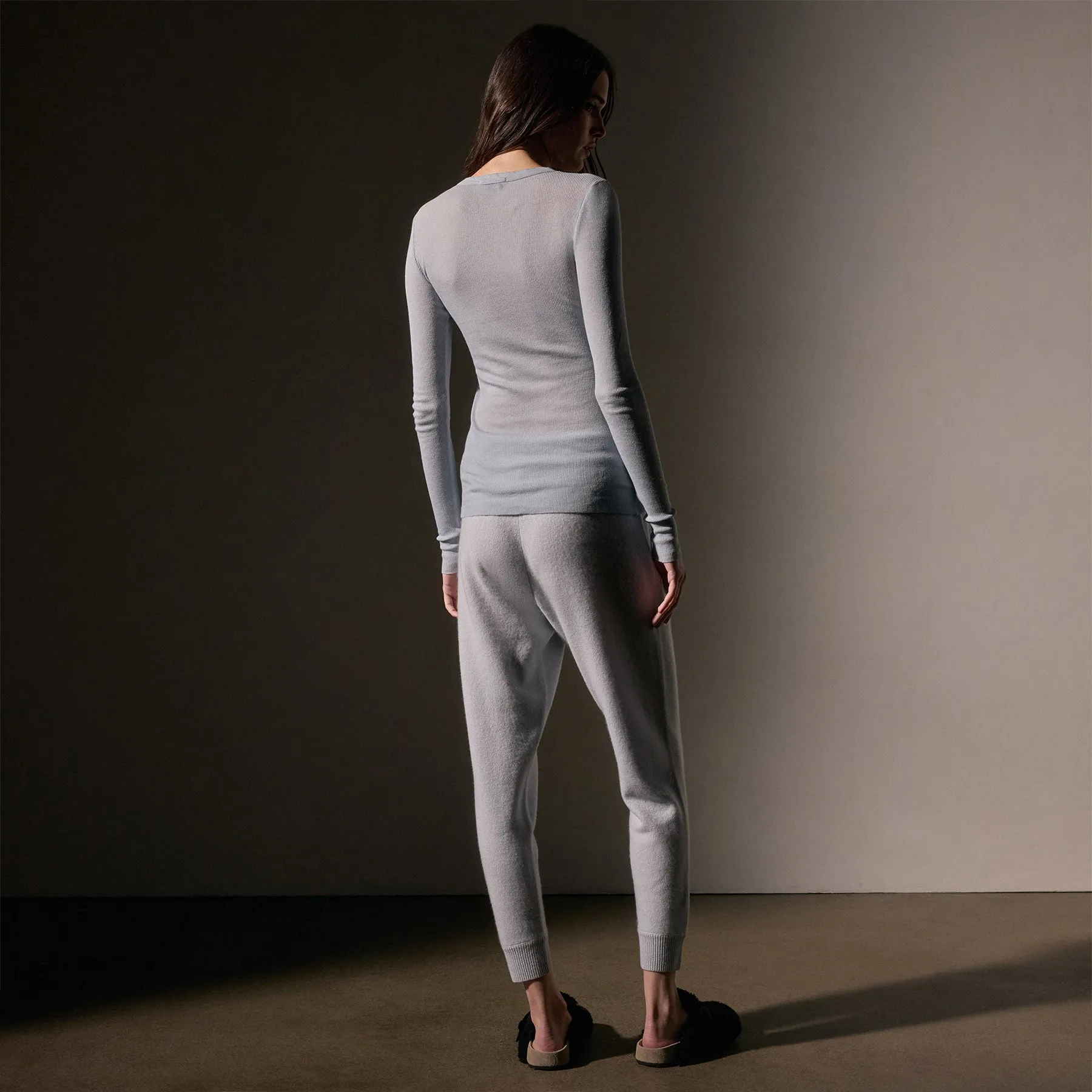 Cotton Cashmere Blend Ribbed Long Sleeve Crew - Grey Glacier sold by James Perse product image thumbnail 4