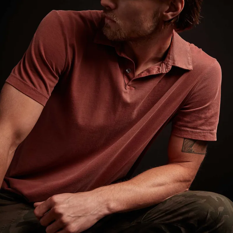 Sueded Jersey Polo - Red Earth Pigment sold by James Perse