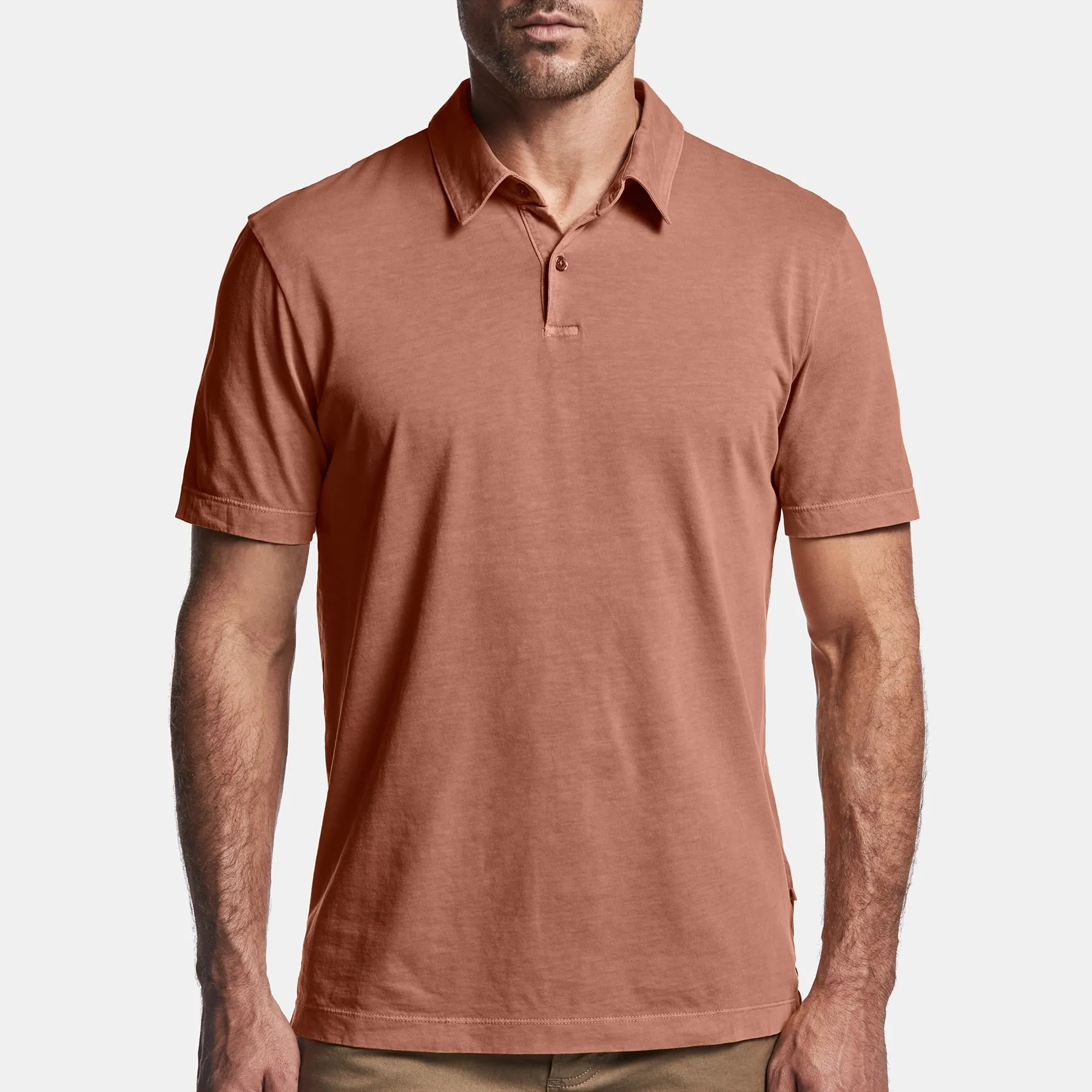 Sueded Jersey Polo - Rose Tea Pigment sold by James Perse