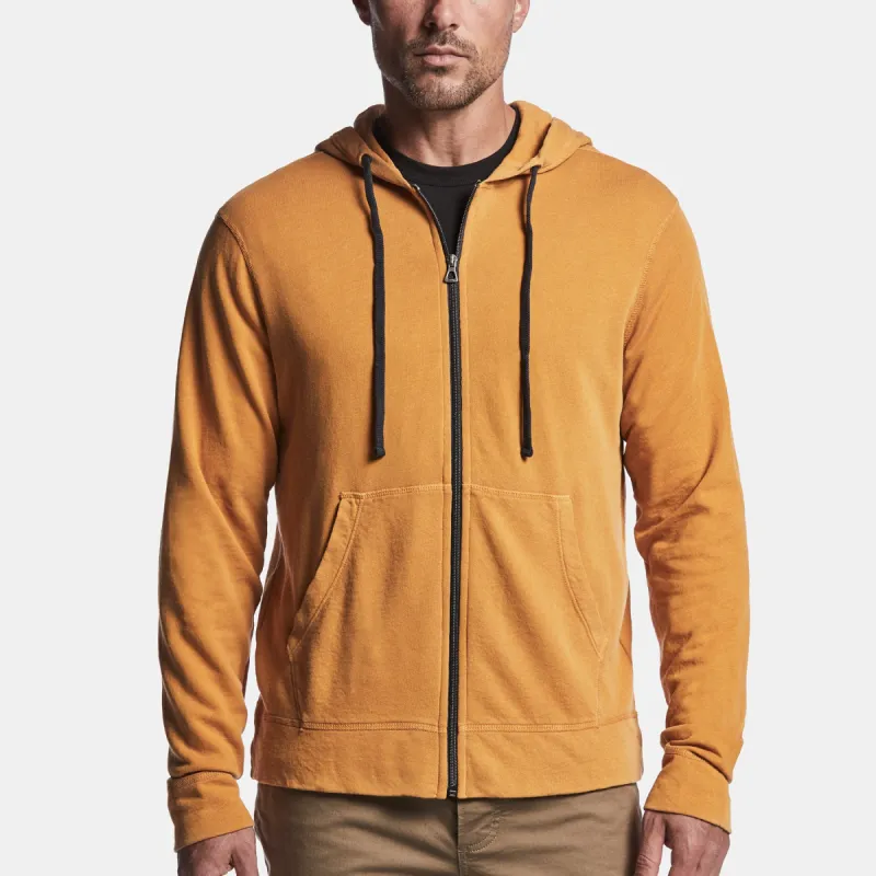 Vintage French Terry Zip Up Hoodie - Brass Pigment sold by James Perse