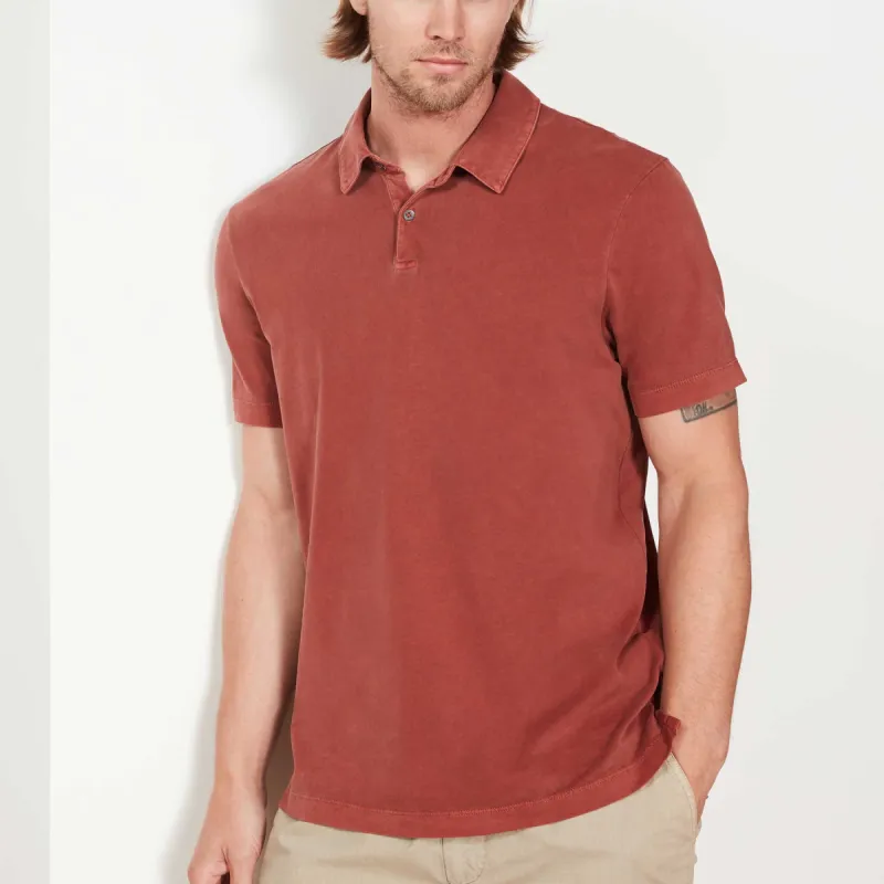 Sueded Jersey Polo - Ember Pigment sold by James Perse