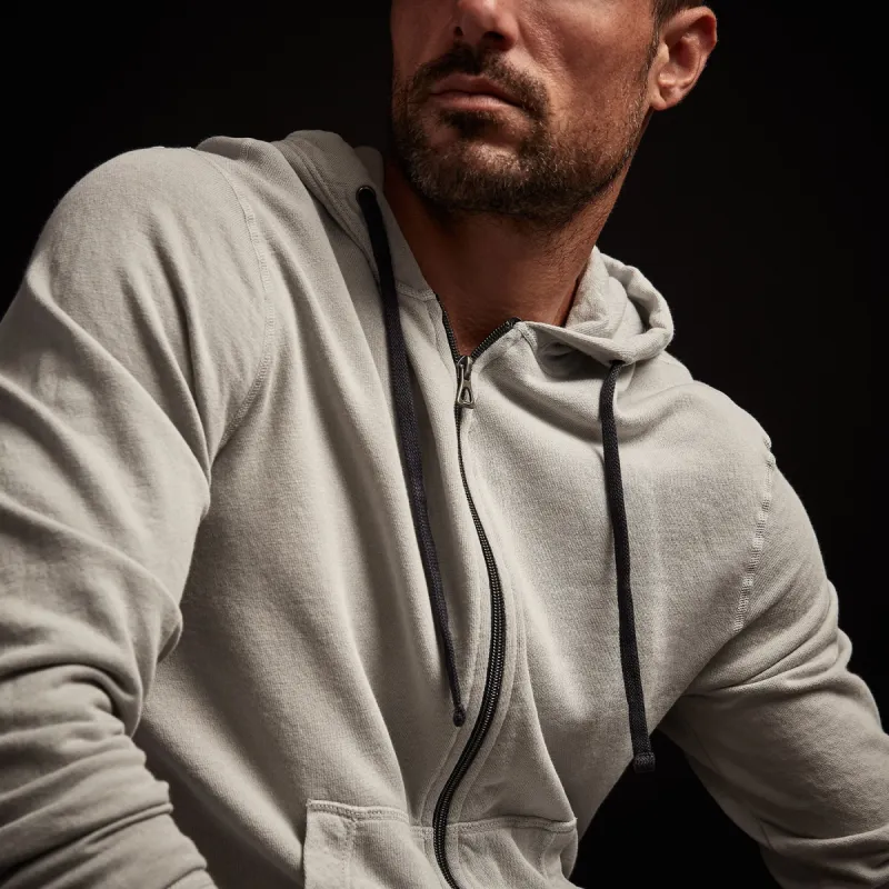 Vintage French Terry Zip Up Hoodie - Aluminum Pigment sold by James Perse
