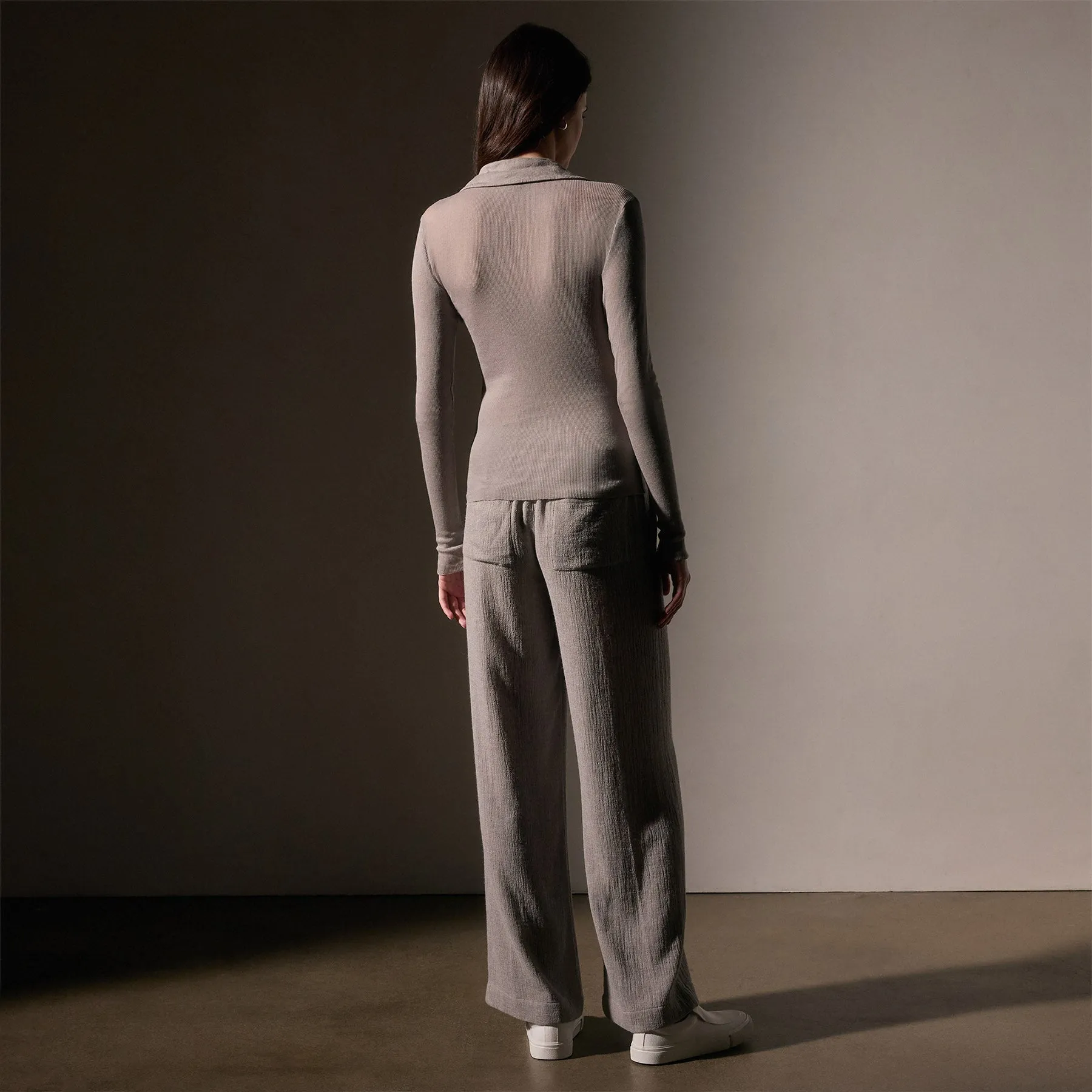 Cotton Cashmere Rib Open Polo - Dapple sold by James Perse product image thumbnail 4