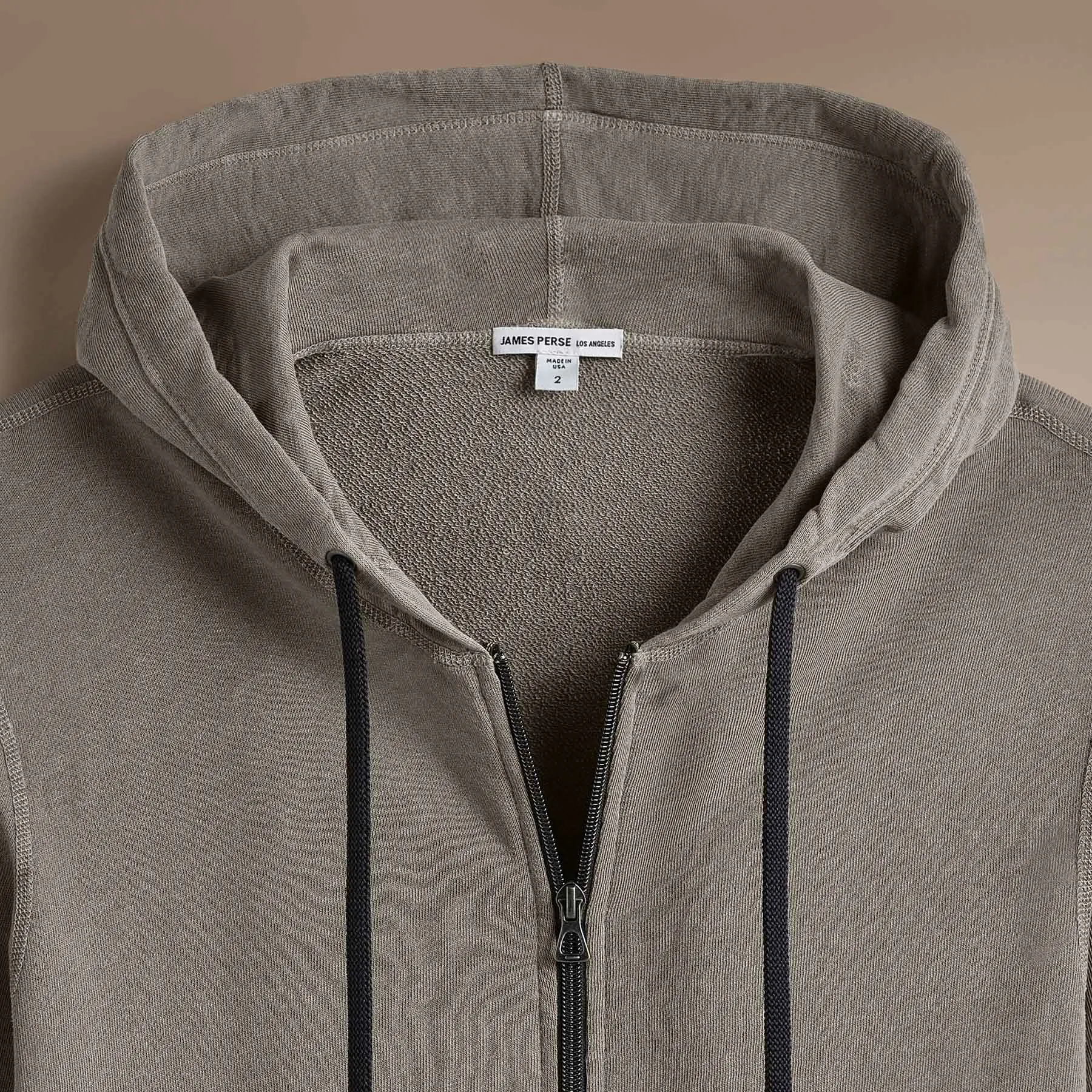 Vintage French Terry Zip Up Hoodie - Coyote Pigment sold by James Perse product image thumbnail 2