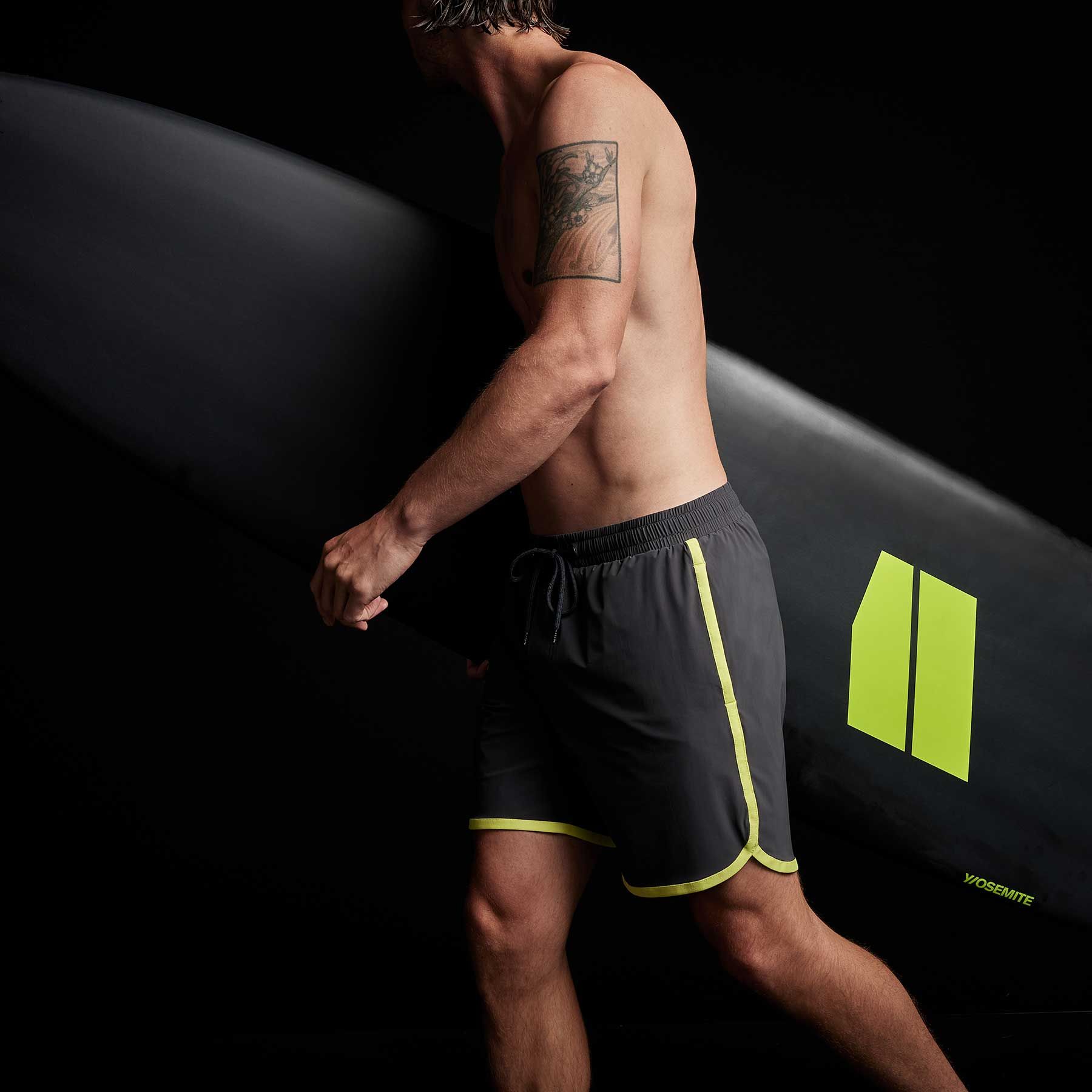 Y/OSEMITE Curved Hem Board Short - Carbon/Neon sold by James Perse product image thumbnail 3
