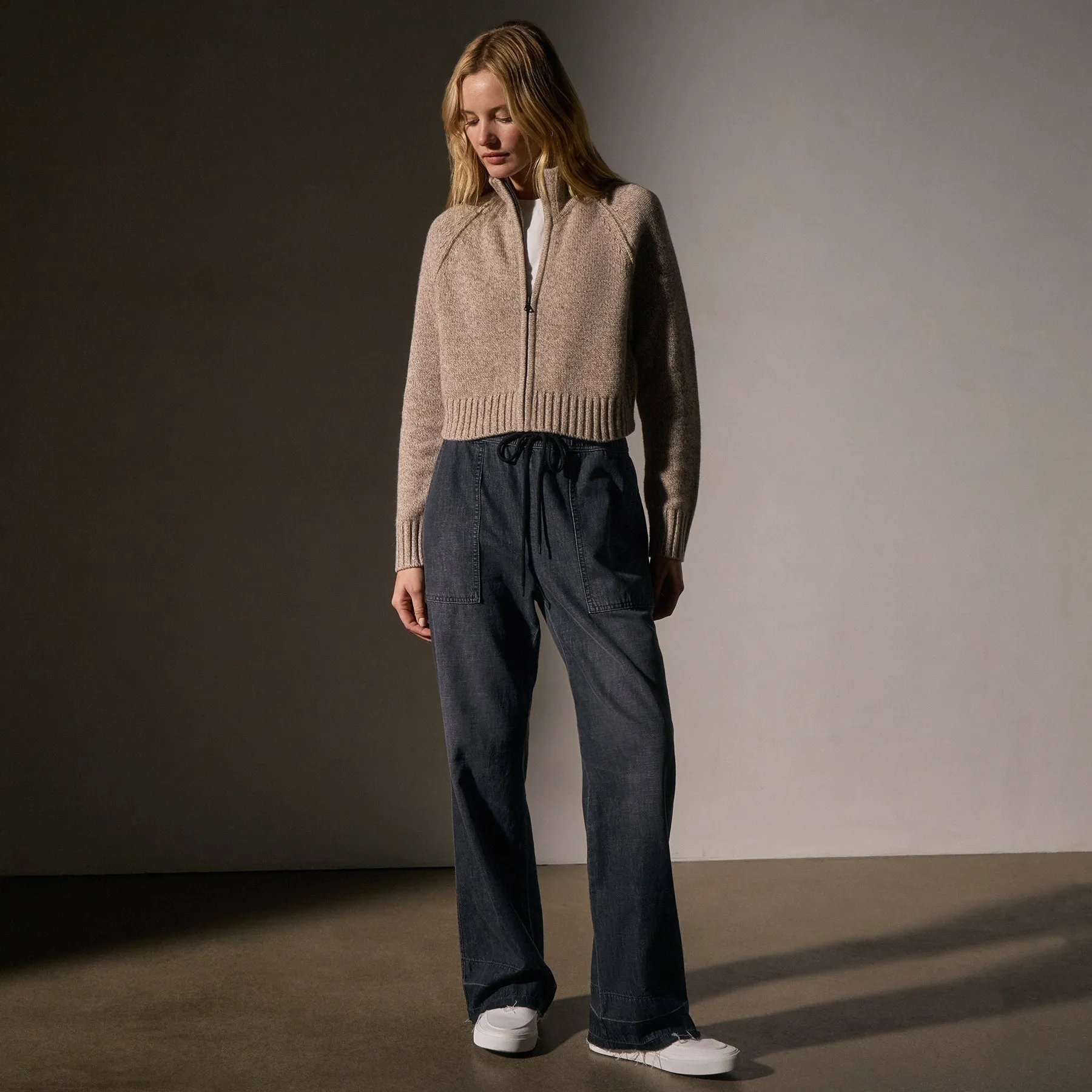 Cashmere Marled Zip Up - Stone Marl sold by James Perse product image thumbnail 4