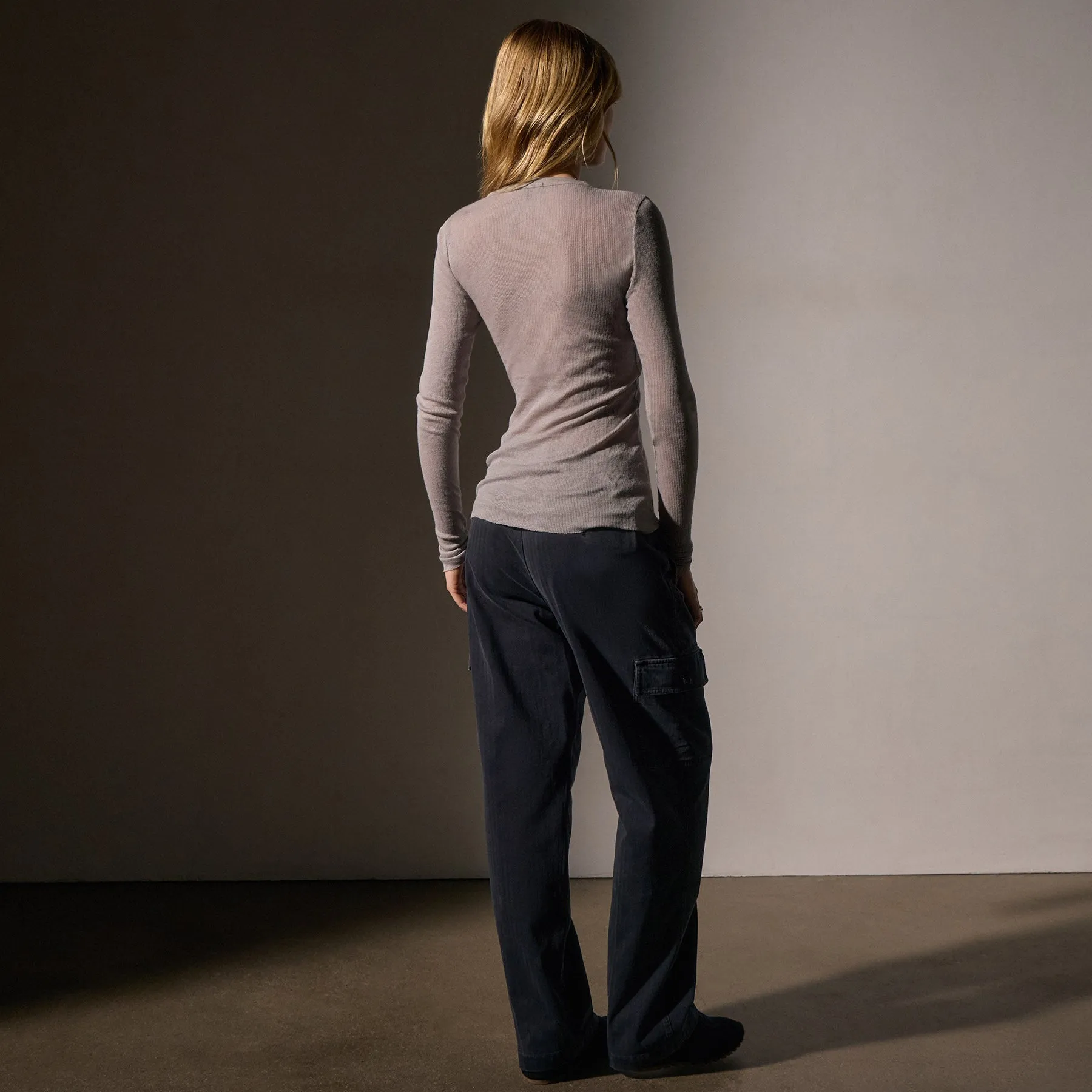 Cotton Cashmere Blend Ribbed Long Sleeve Crew - Dapple sold by James Perse product image thumbnail 4