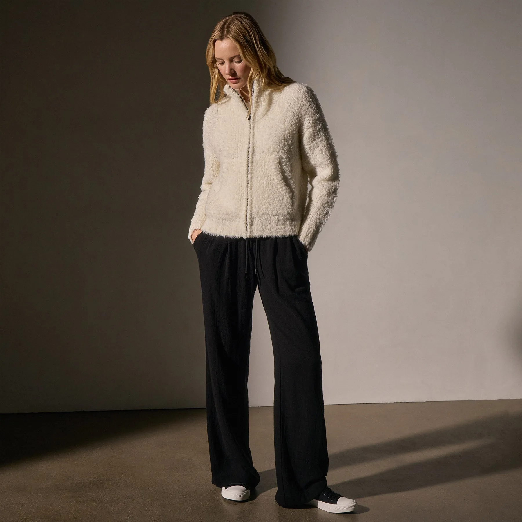 Cloud Knit Cashmere Zip Up - Ivory sold by James Perse product image thumbnail 3