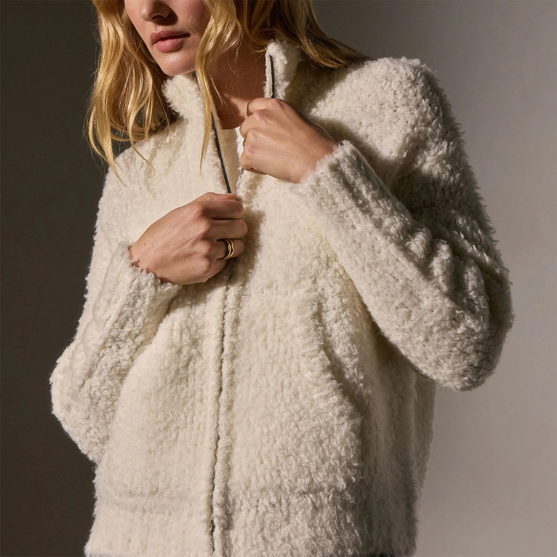 Cloud Knit Cashmere Zip Up - Ivory sold by James Perse product image thumbnail 2