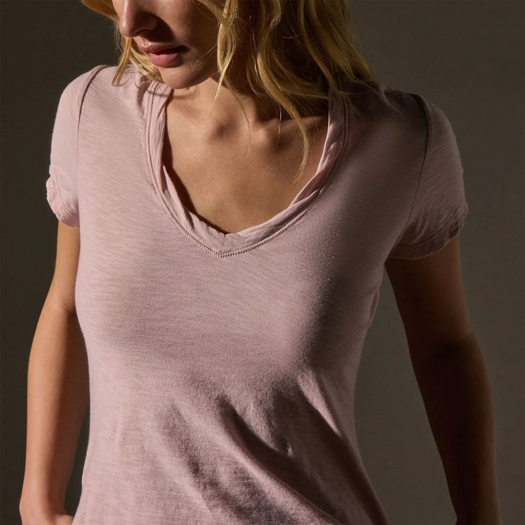 Sheer Slub Casual V Neck - Degas sold by James Perse product image thumbnail 3