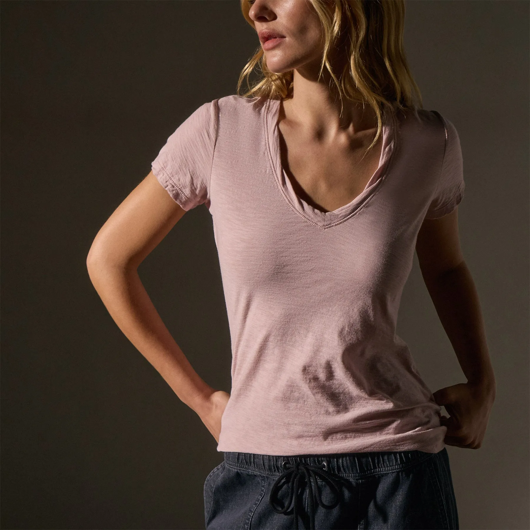Sheer Slub Casual V Neck - Degas sold by James Perse