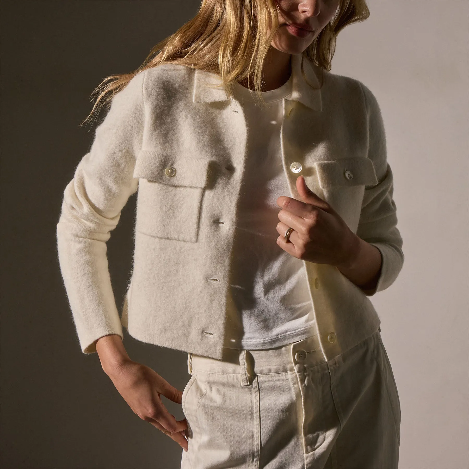 Sweater Knit Jacket - Ivory sold by James Perse