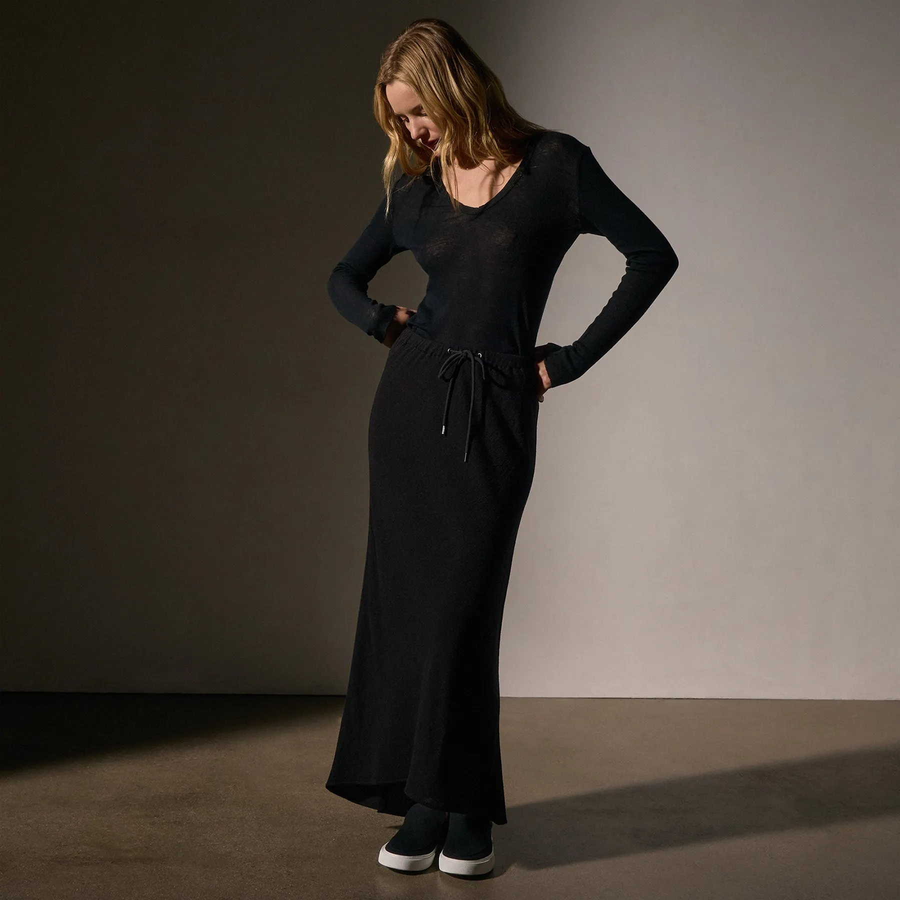 High Low Wool Blend Skirt - Black sold by James Perse product image thumbnail 3