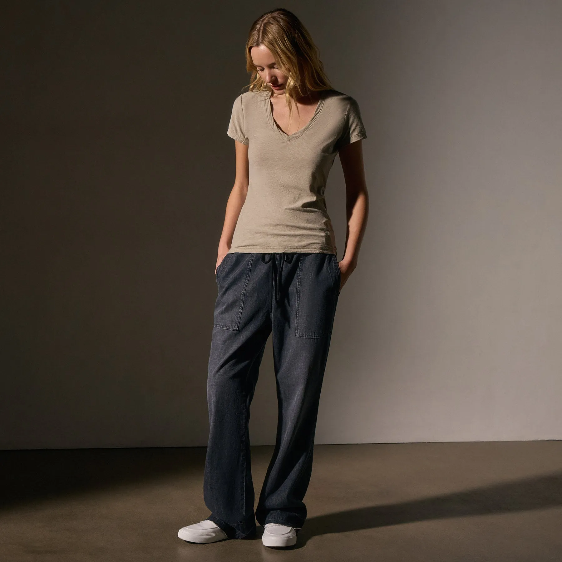 Sheer Slub Casual V Neck - Overcast sold by James Perse product image thumbnail 4