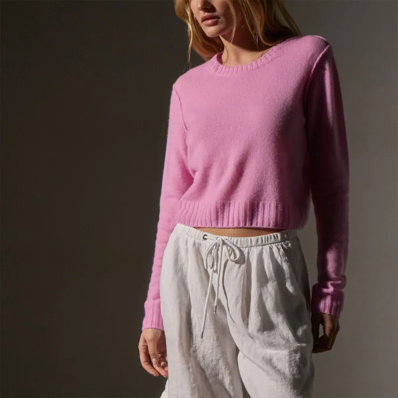 Soft Featherweight Cashmere Cropped Sweater - Blossom sold by James Perse